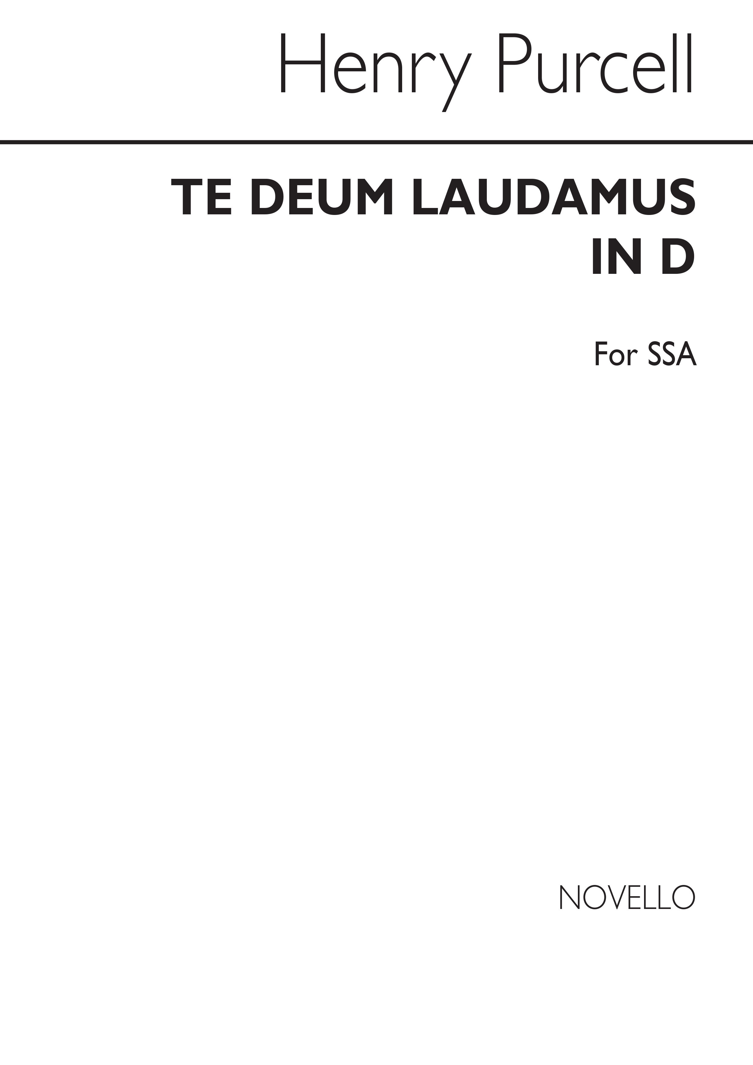 Purcell, H Te Deum In D Arr. Ssa (Chorister Ser. 92)