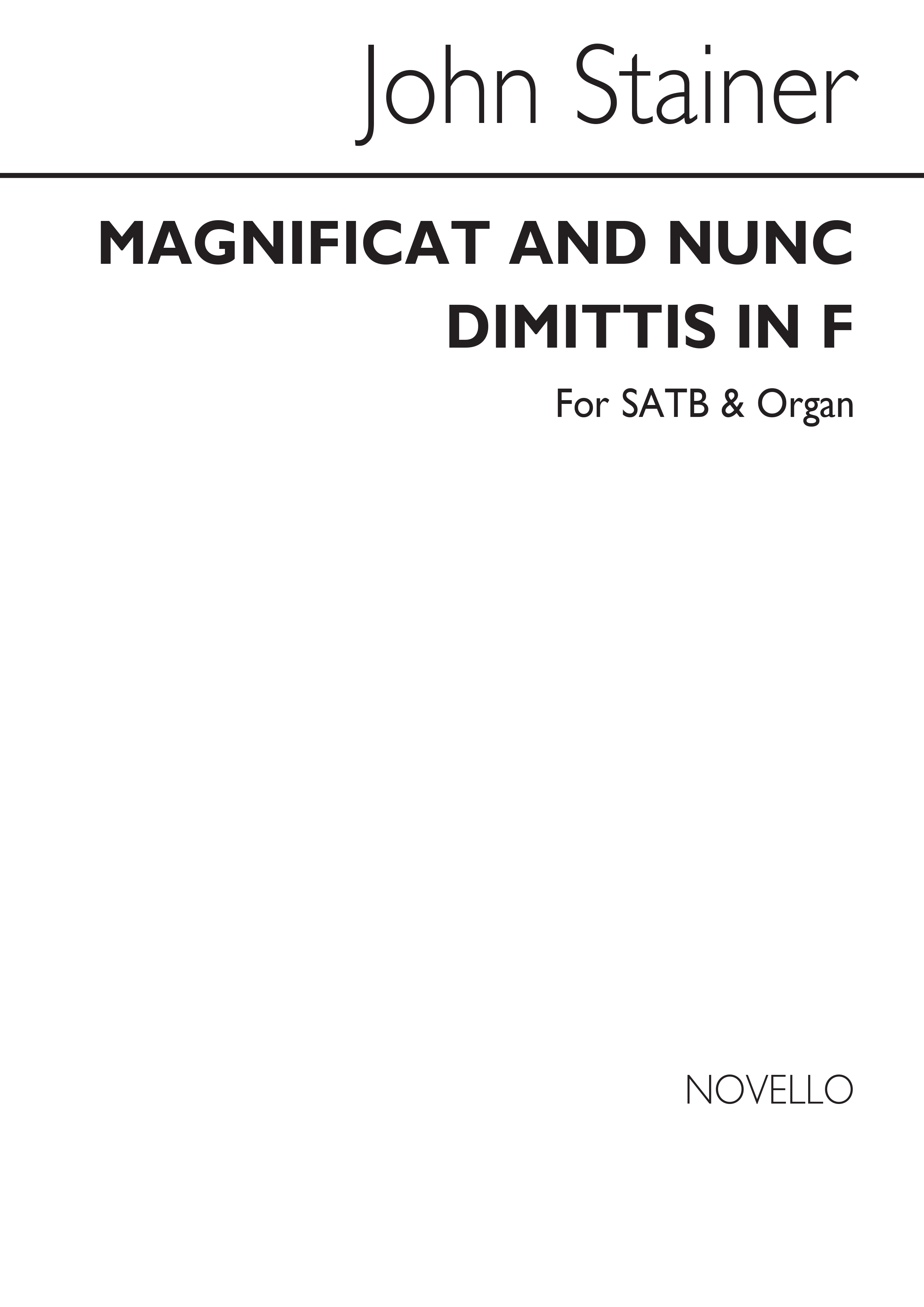 John Stainer: Magnificat And Nunc Dimittis In F SATB/Organ