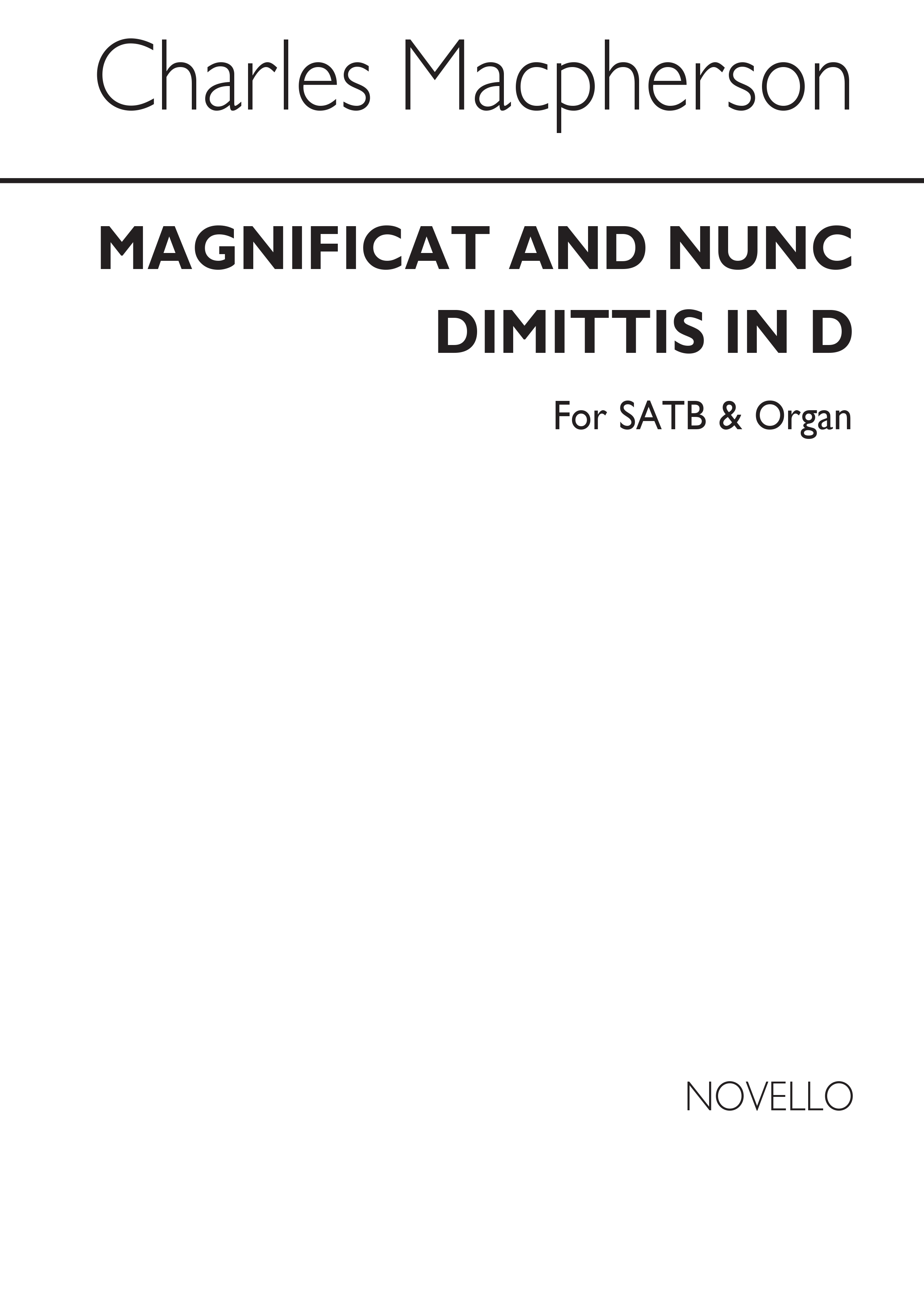 Macpherson Magnificat And Nunc Dimittis In D Satb/Org