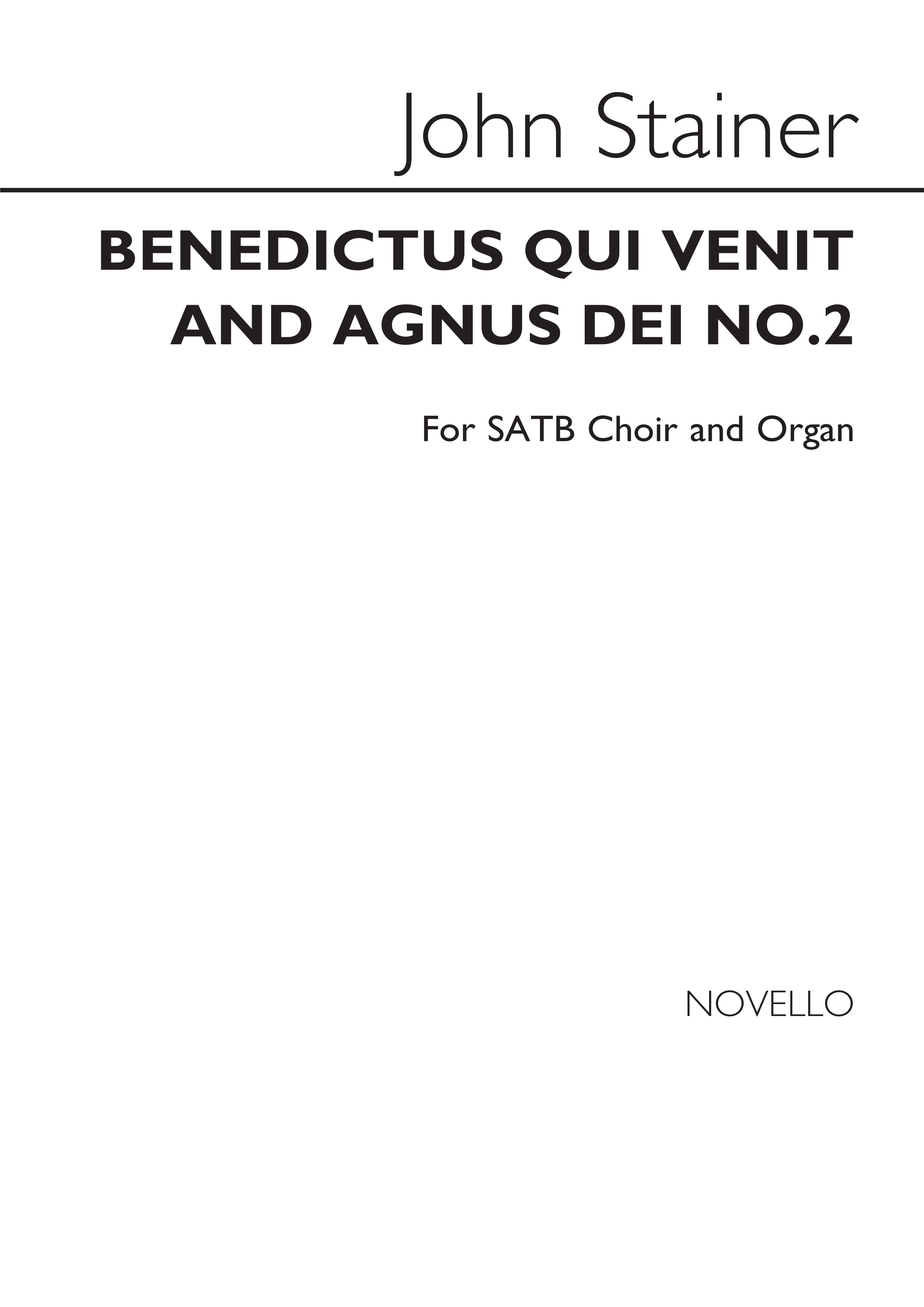 John Stainer: Benedictus Qui Venit And Agnus Dei (No.2) In A & D Satb/Organ