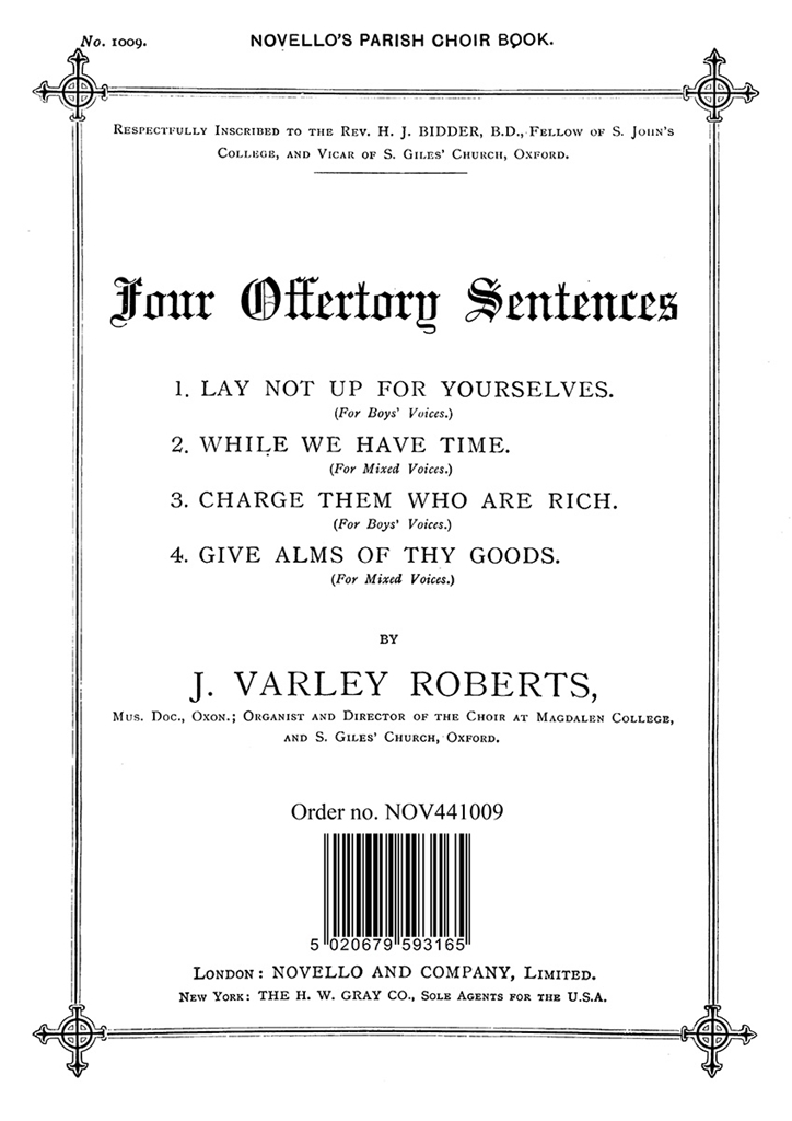 J. Varley Roberts: Four Offertory Sentences Satb/Organ