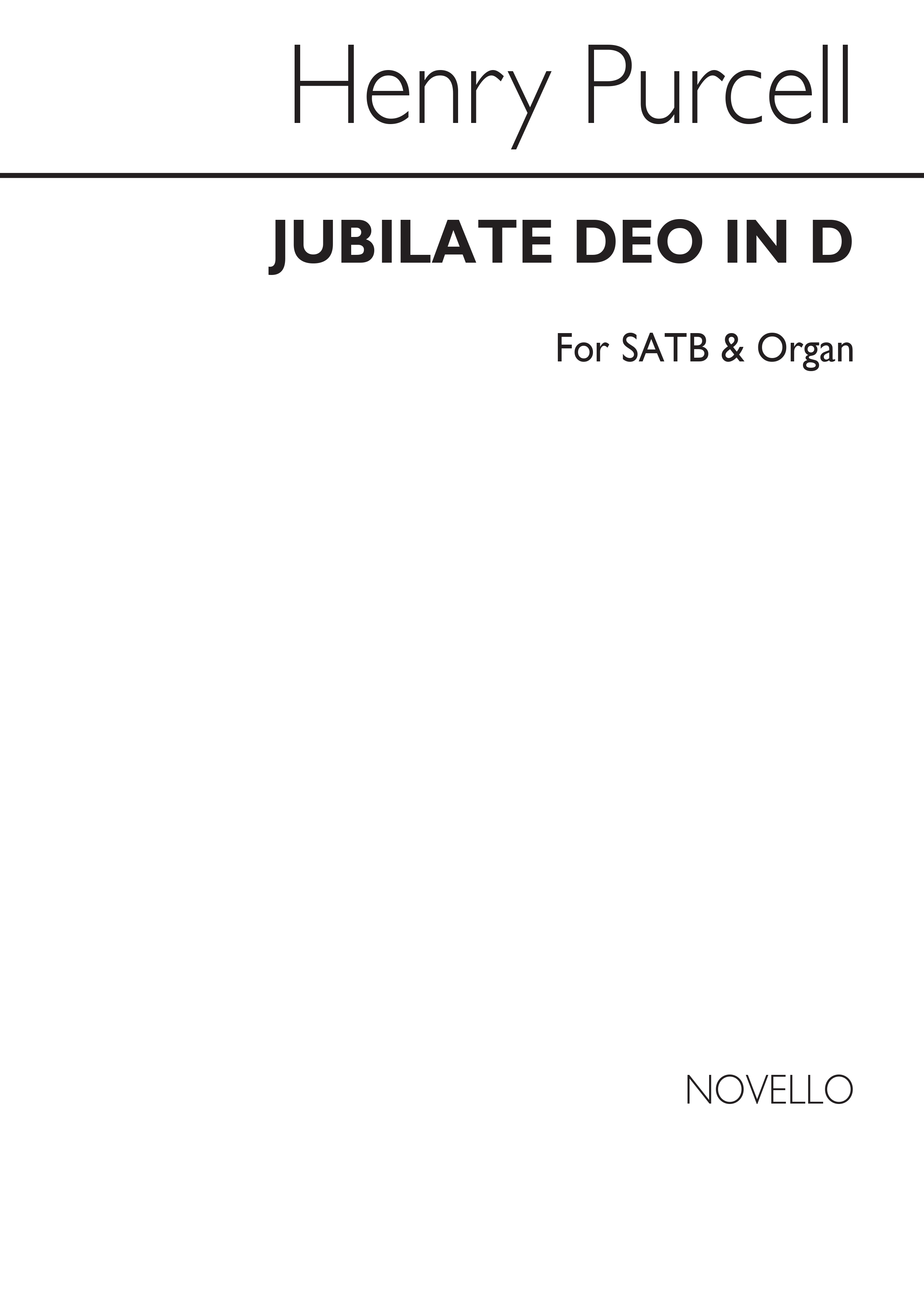 Purcell, H Jubilate Deo In D Satb/Organ