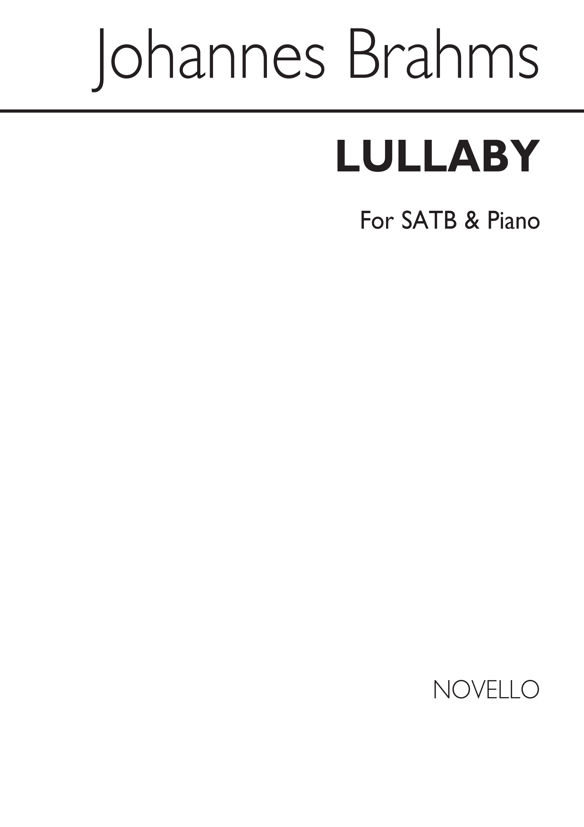 Brahms, J Lullaby Satb And Piano