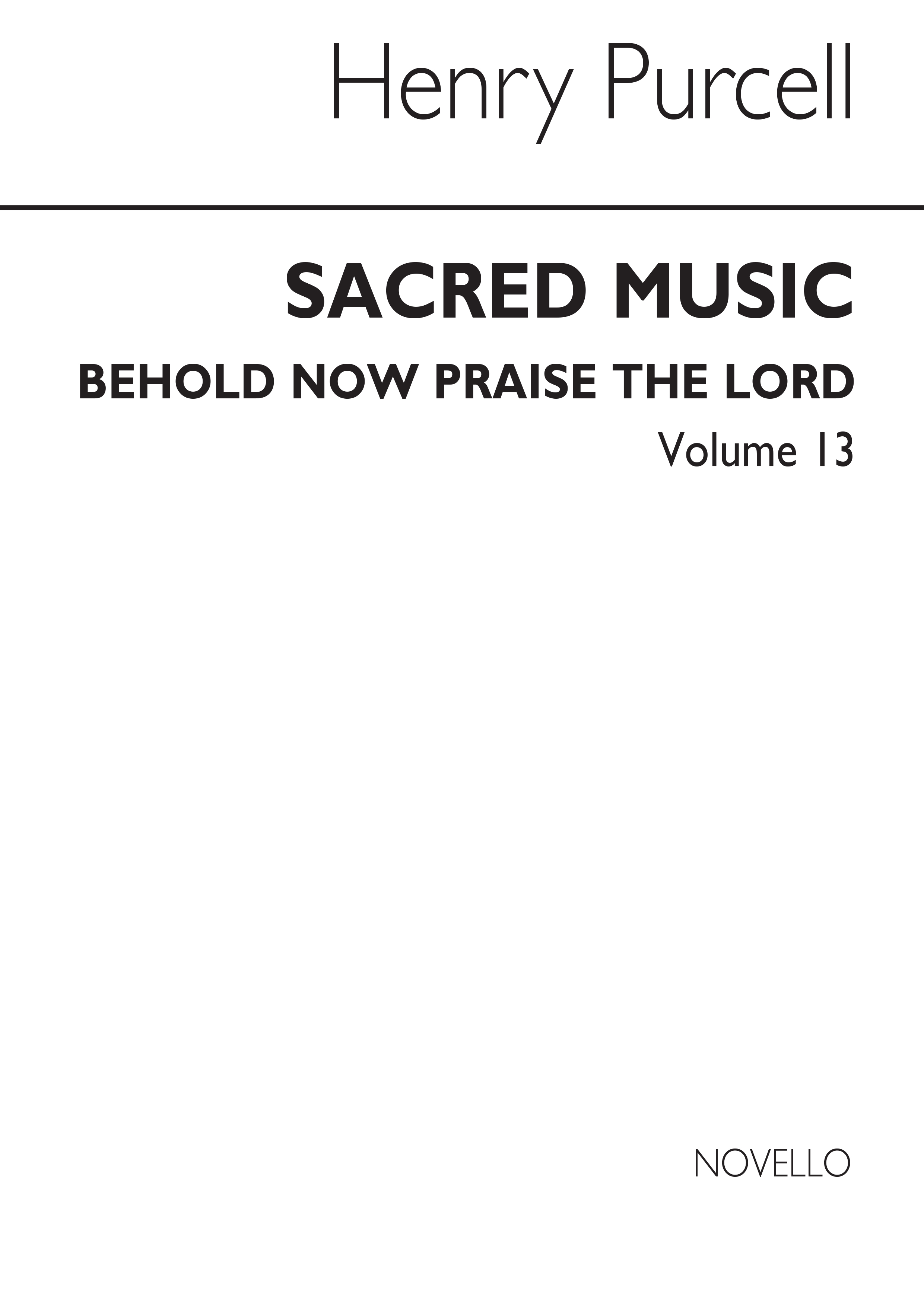 Purcell, H Behold Now Praise The Lord