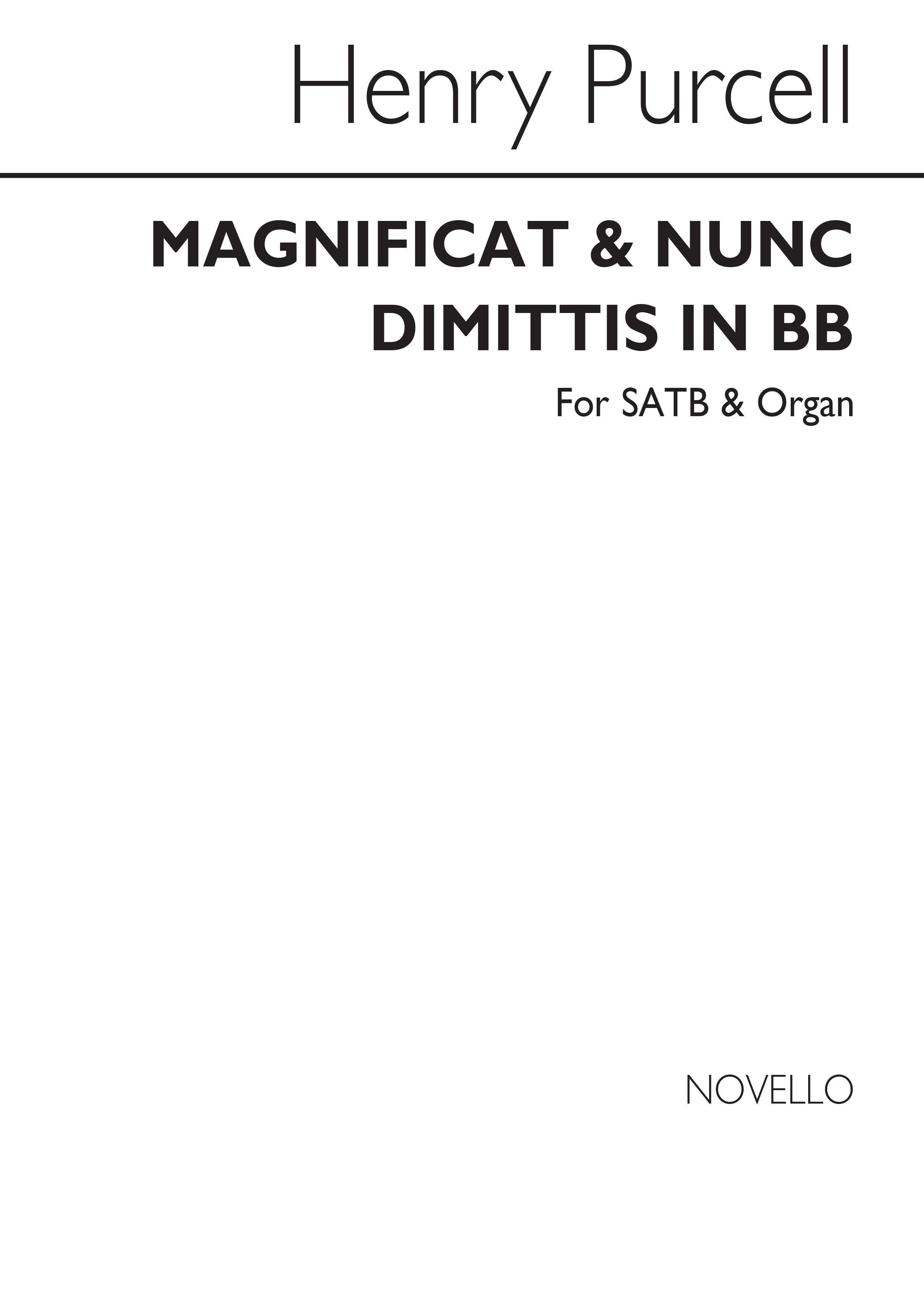 Purcell, H Magnificat & Nunc Dimittis In Bb Satb/Org