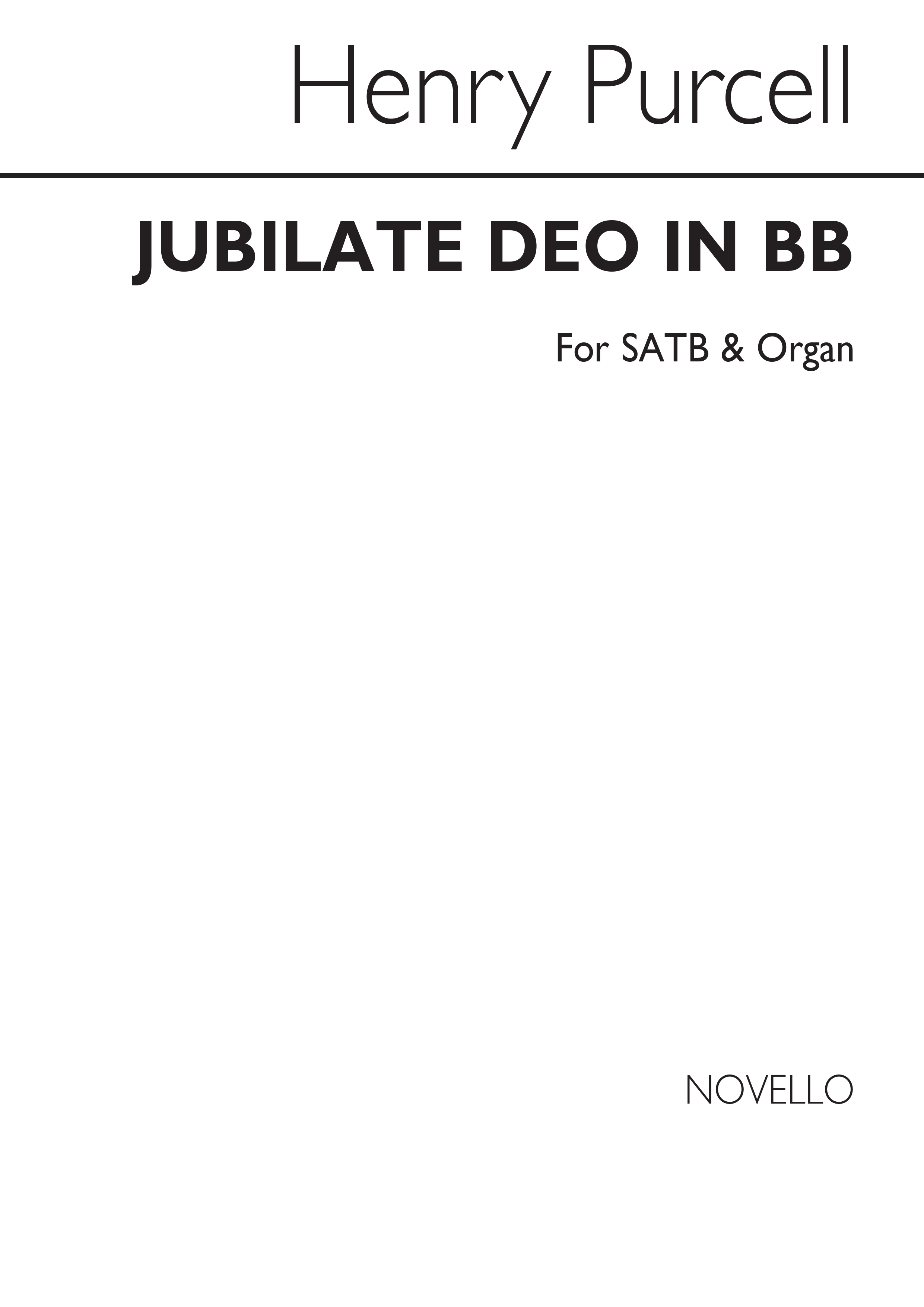 Purcell, H Jubilate Deo In Bb Satb/Organ