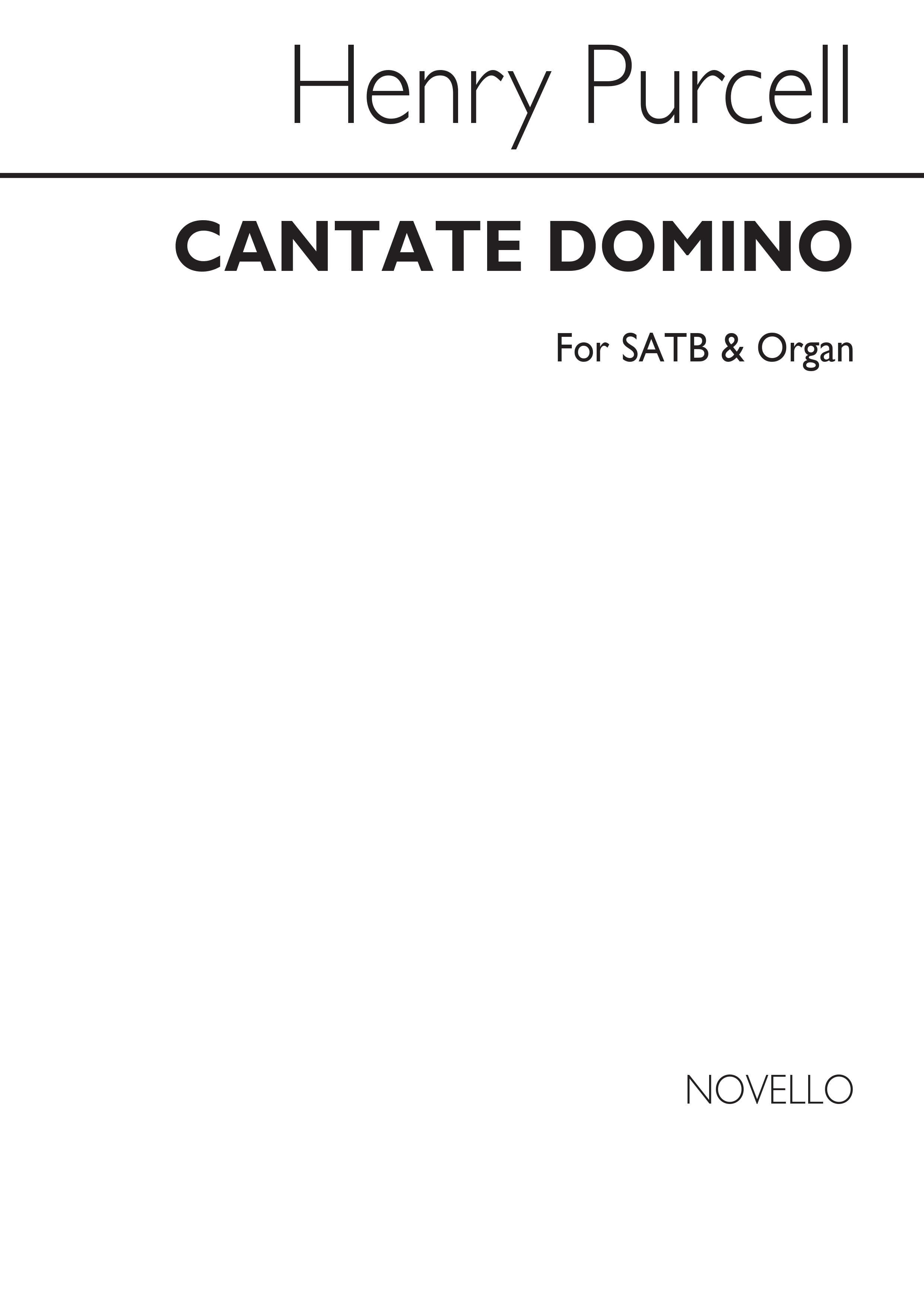 Purcell, H Cantate Domino Satb/Organ