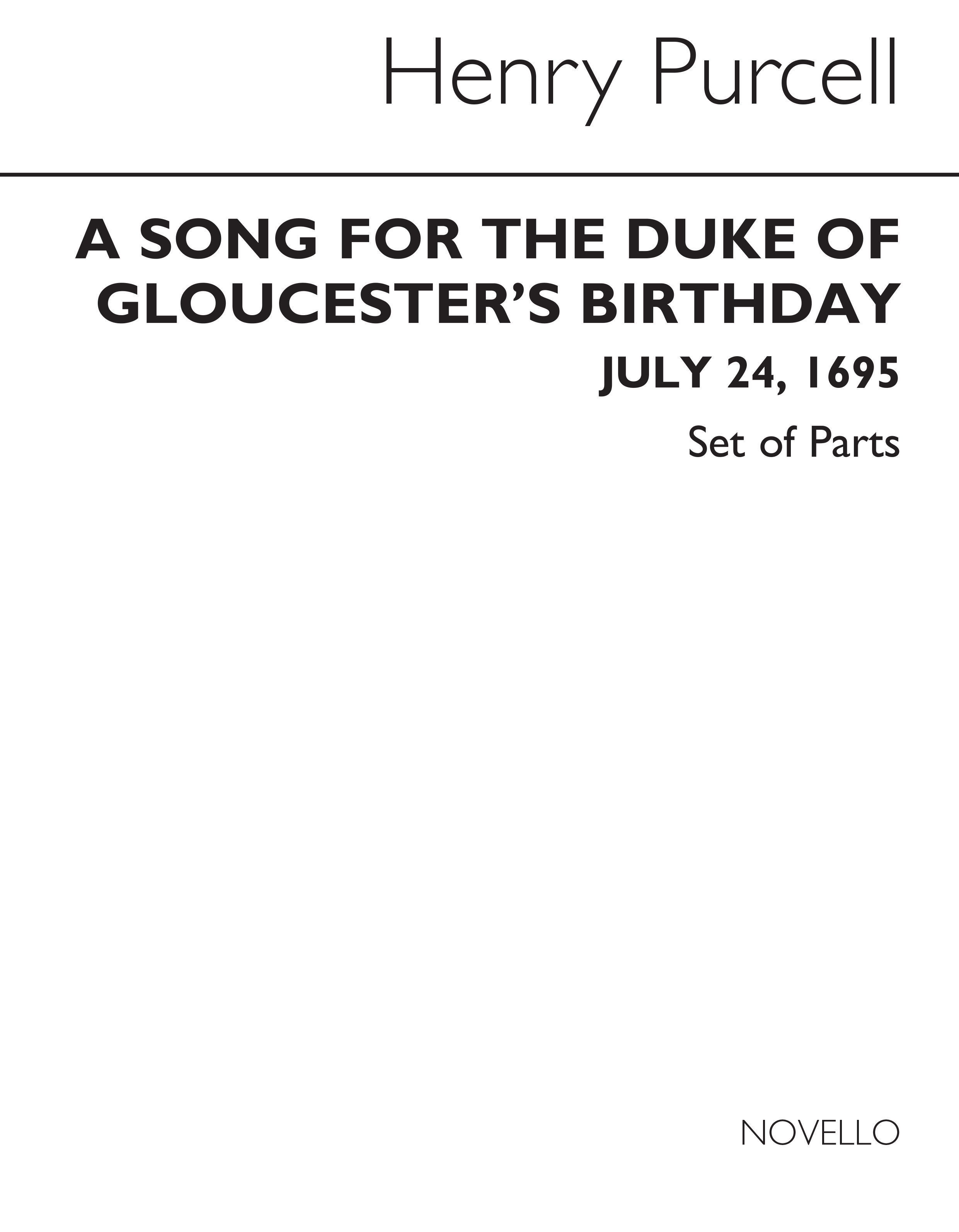 Purcell, H Song For The Duke Of Gloucester's Birthday Ch Pts