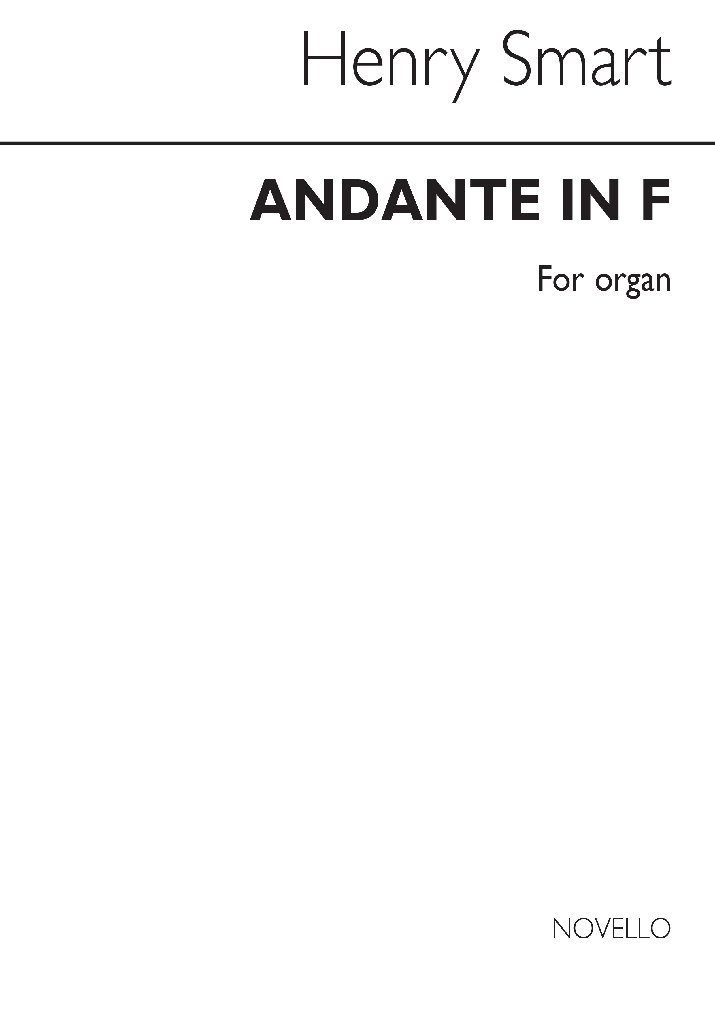 Henry Smart: Andante In F For Organ