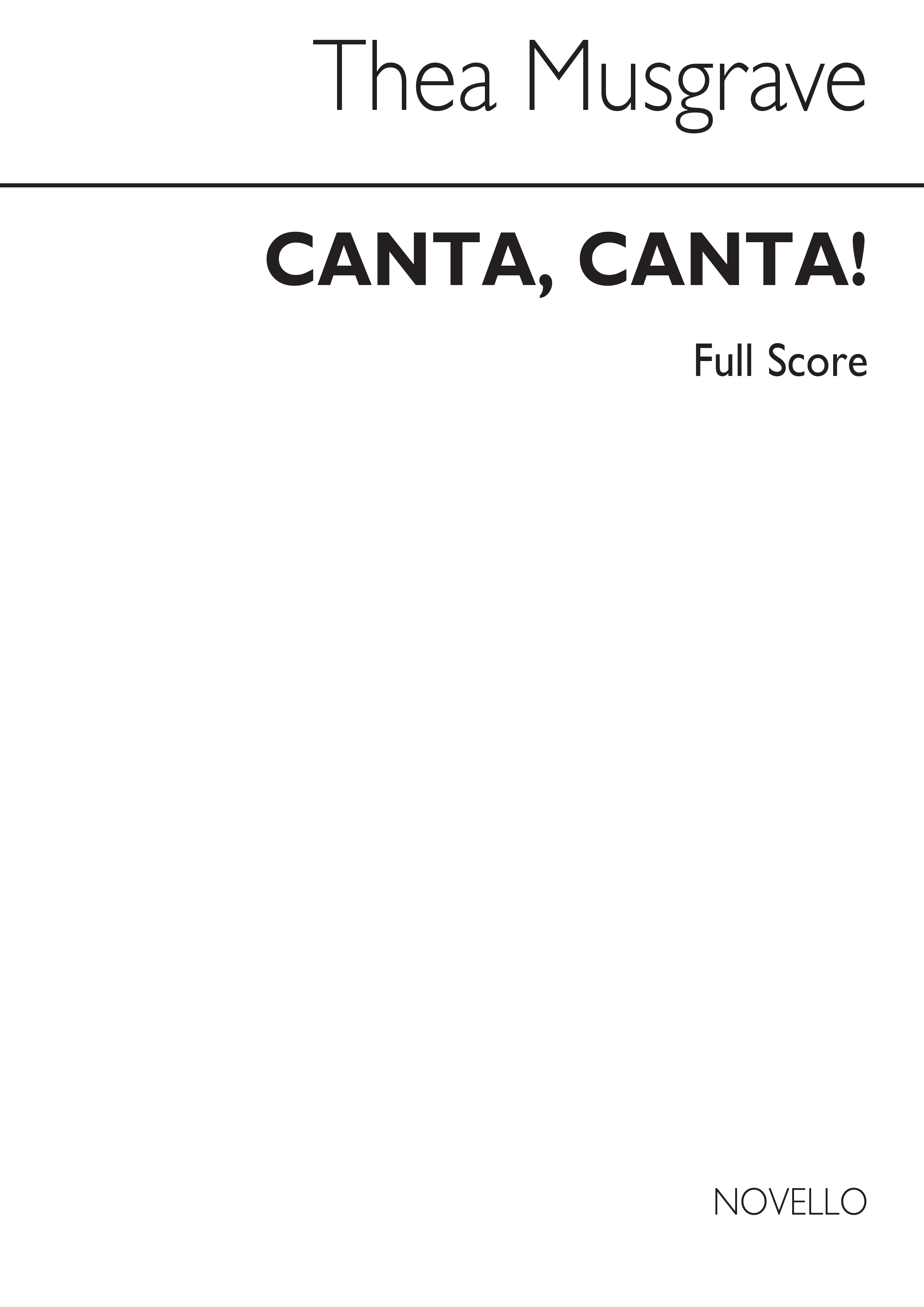 Thea Musgrave: Canta, Canta! (Score)