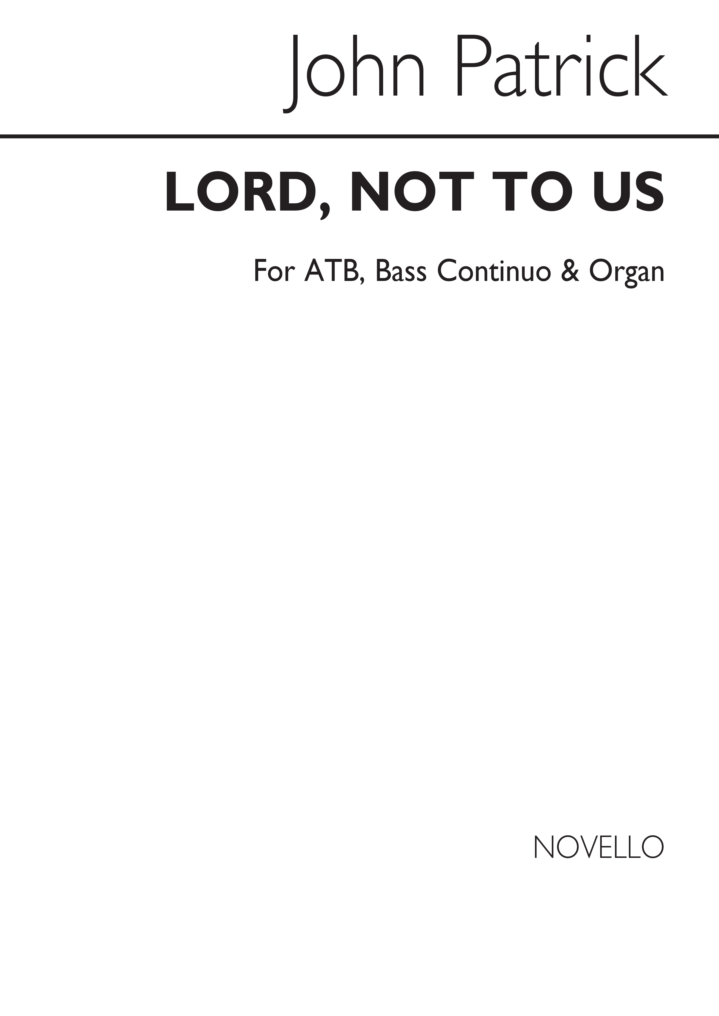 Purcell, H Lord, Not To Us Atb/Bass Continuo And Organ