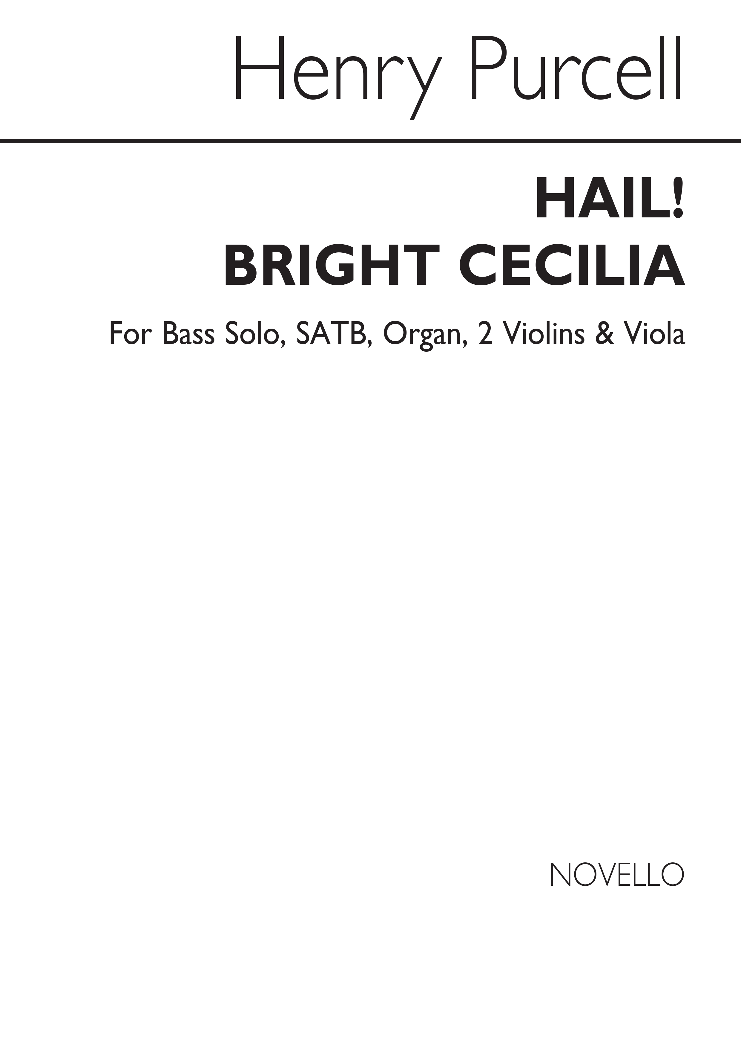 Purcell, H Hail! Bright Cecilia Bass Solo/Satb/Organ/2 Vln/Vla (Vs)