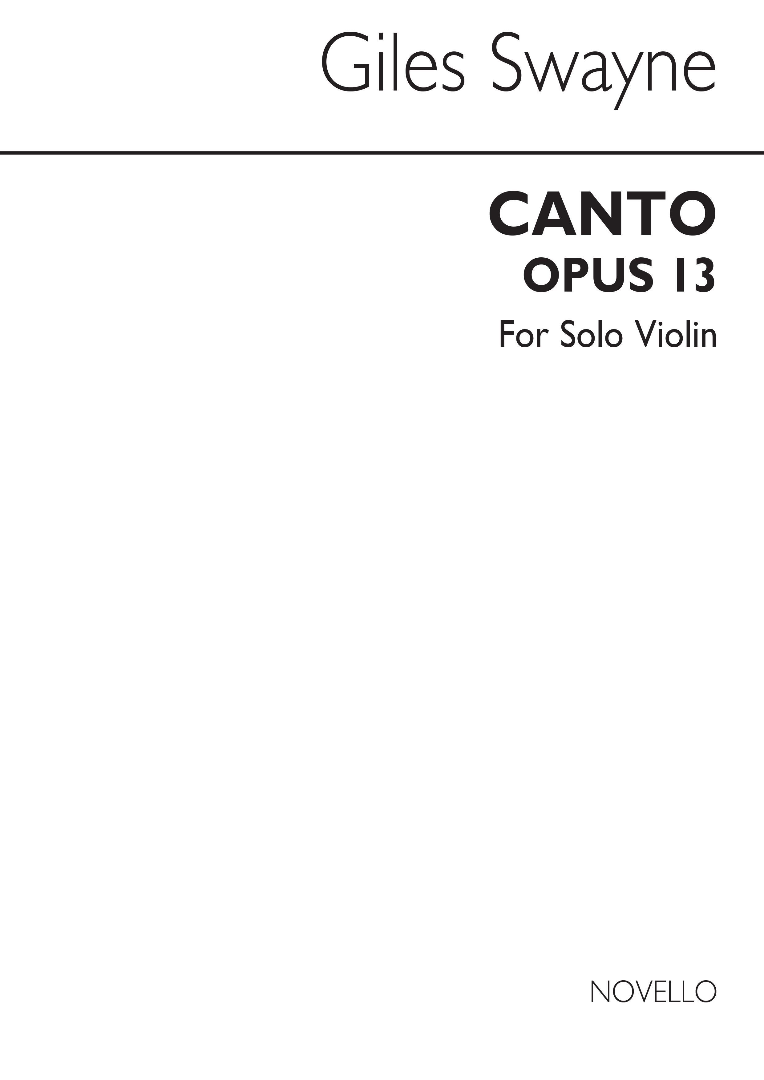 Giles Swayne: Canto Op.31 For Violin