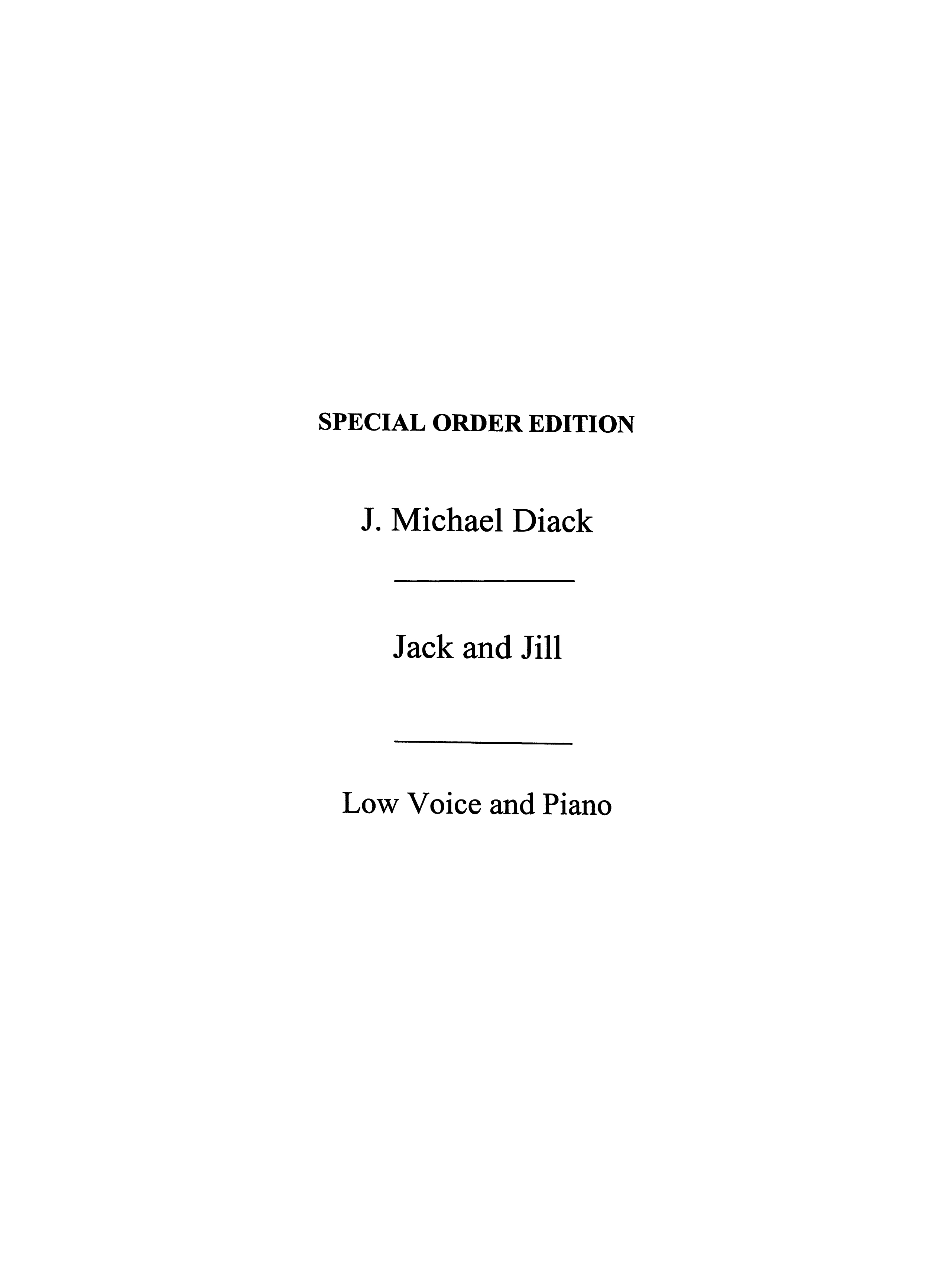 Diack Jack And Jill Low Voice/Piano