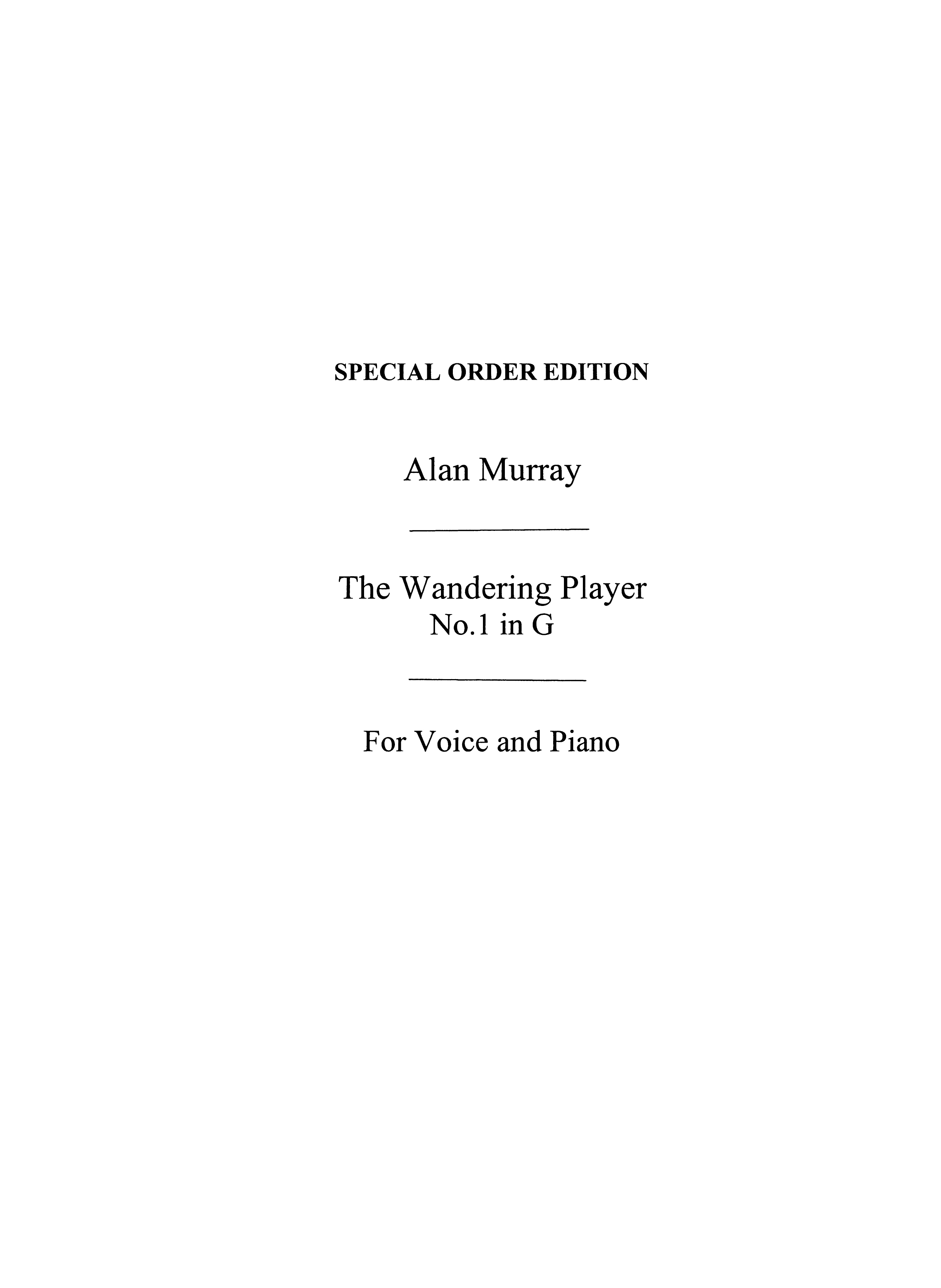 Murray: The Wandering Player Low Voice And Piano