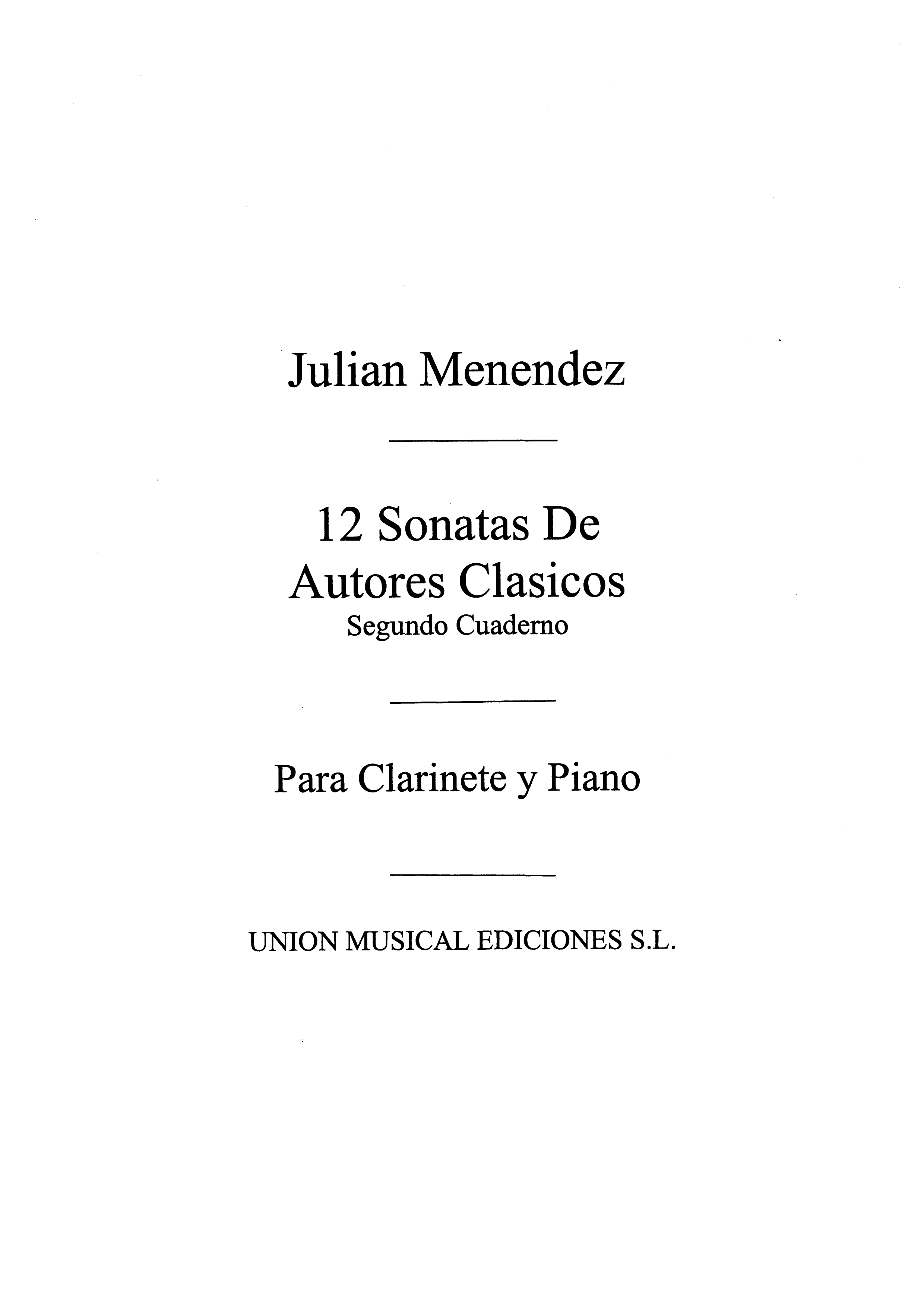 Menendez: Doce Sonatas De Autores Clasicos