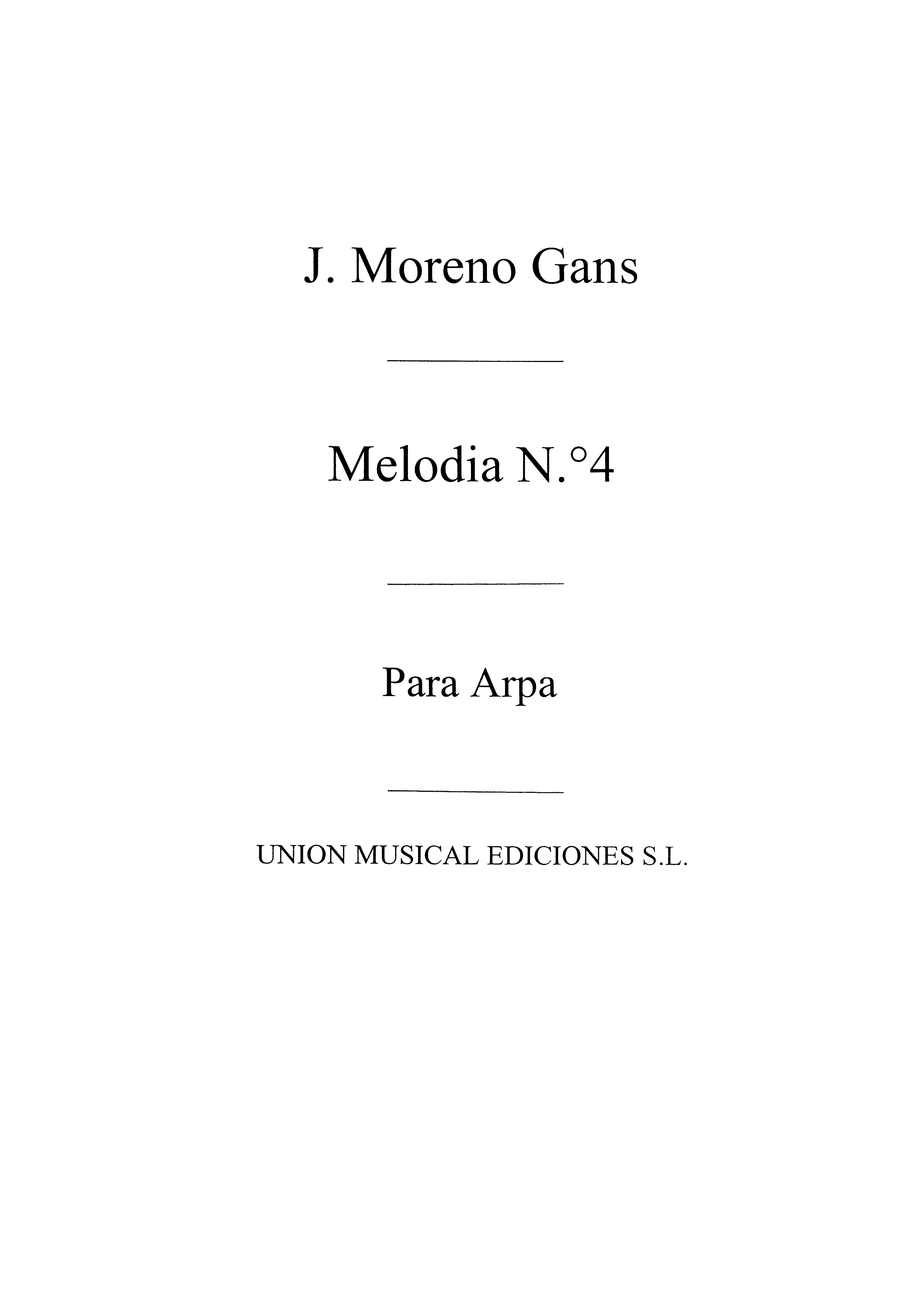 Moreno Gans: Melodia No.4 for Harp