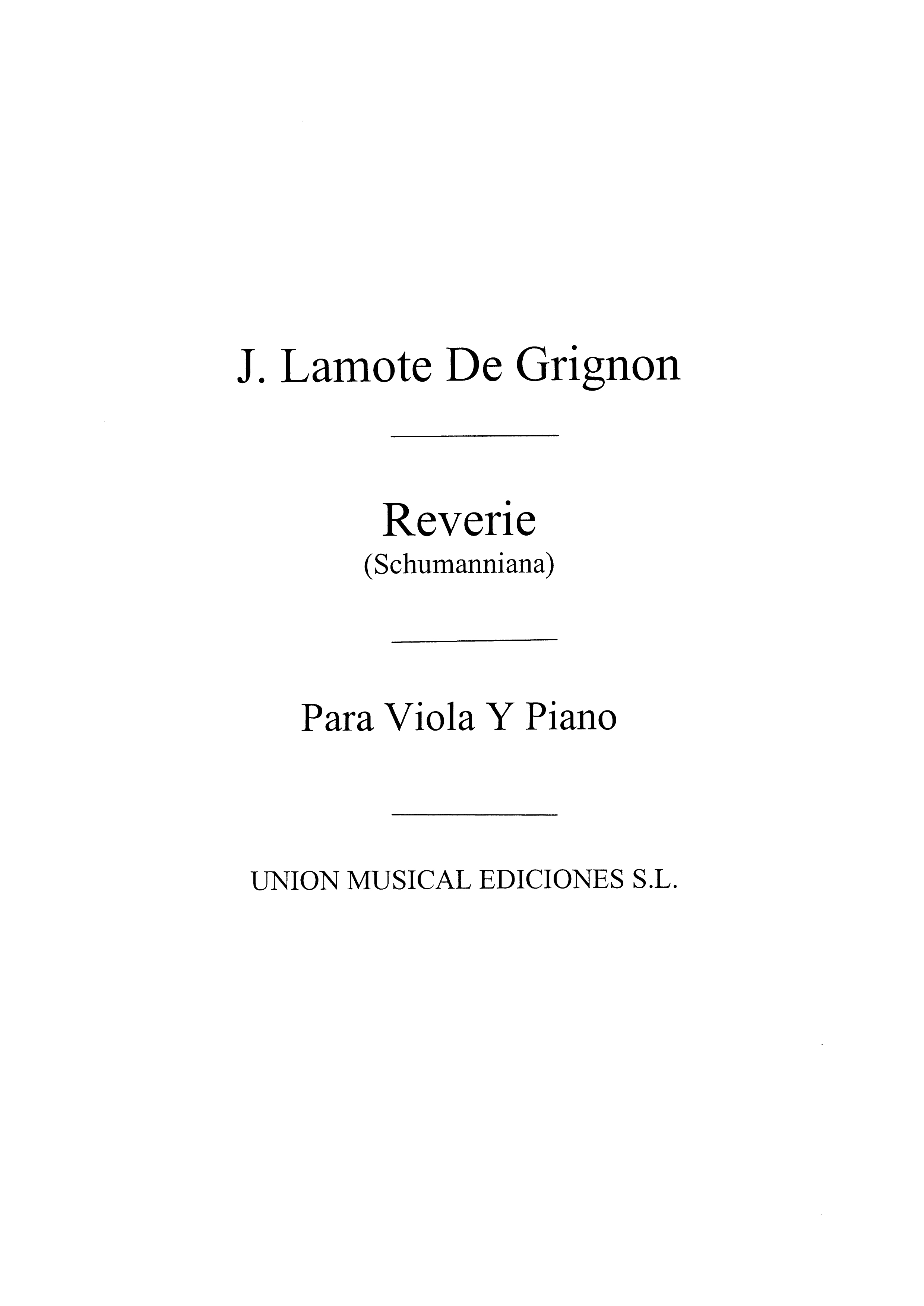 Lamote De Grignon: Reverie (Amaz) for Viola and Piano