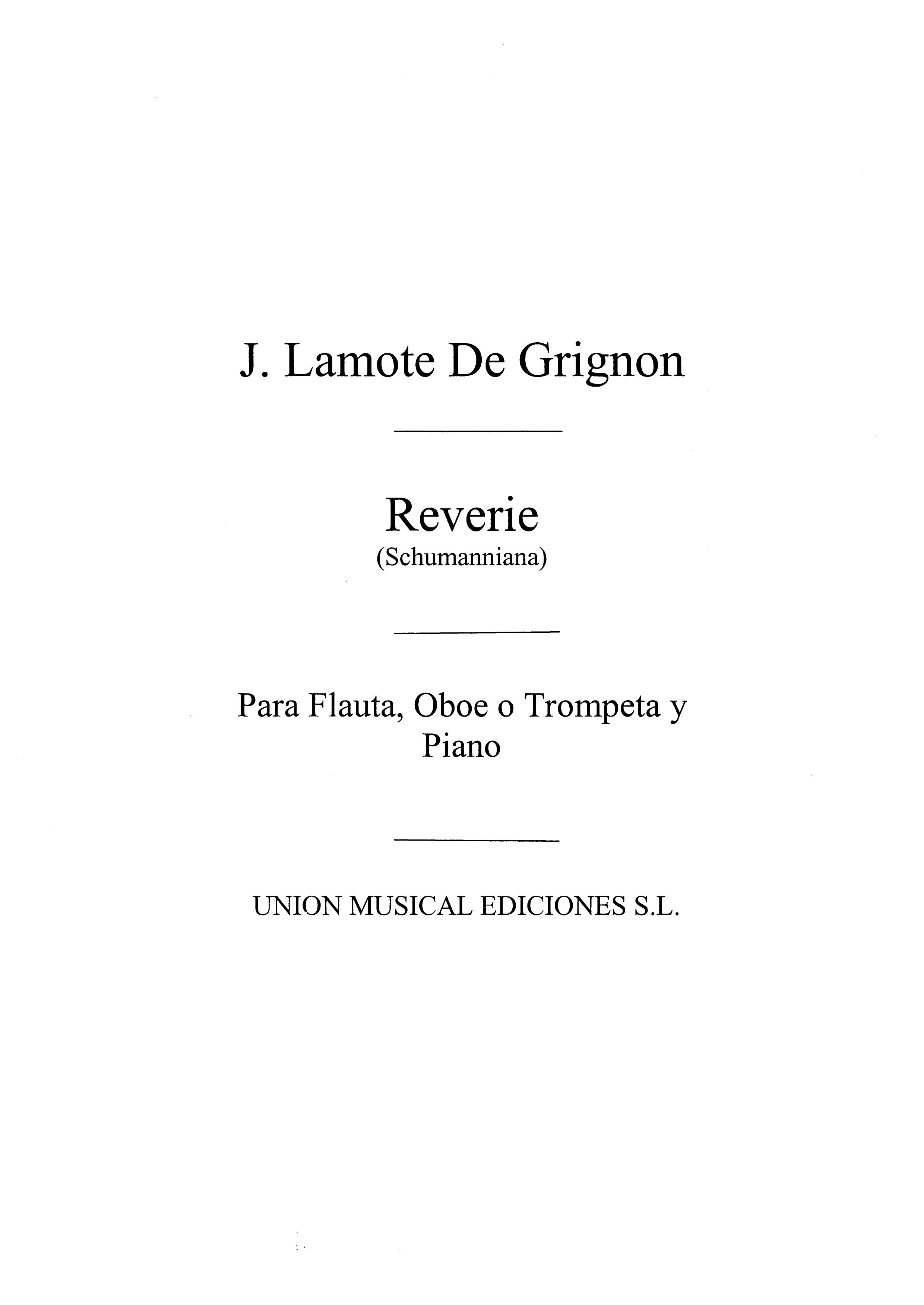 Lamote De Grignon: Reverie (Amaz) for Flute and Piano