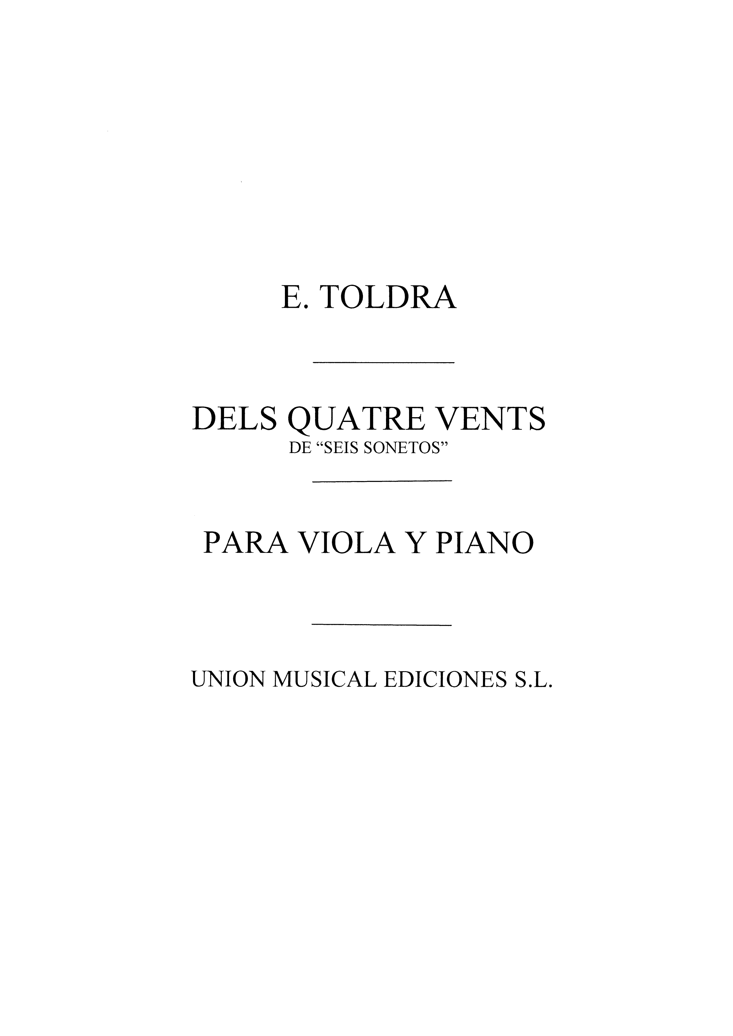 Toldra: Dels Quatre Vents (Amaz) for Viola and Piano