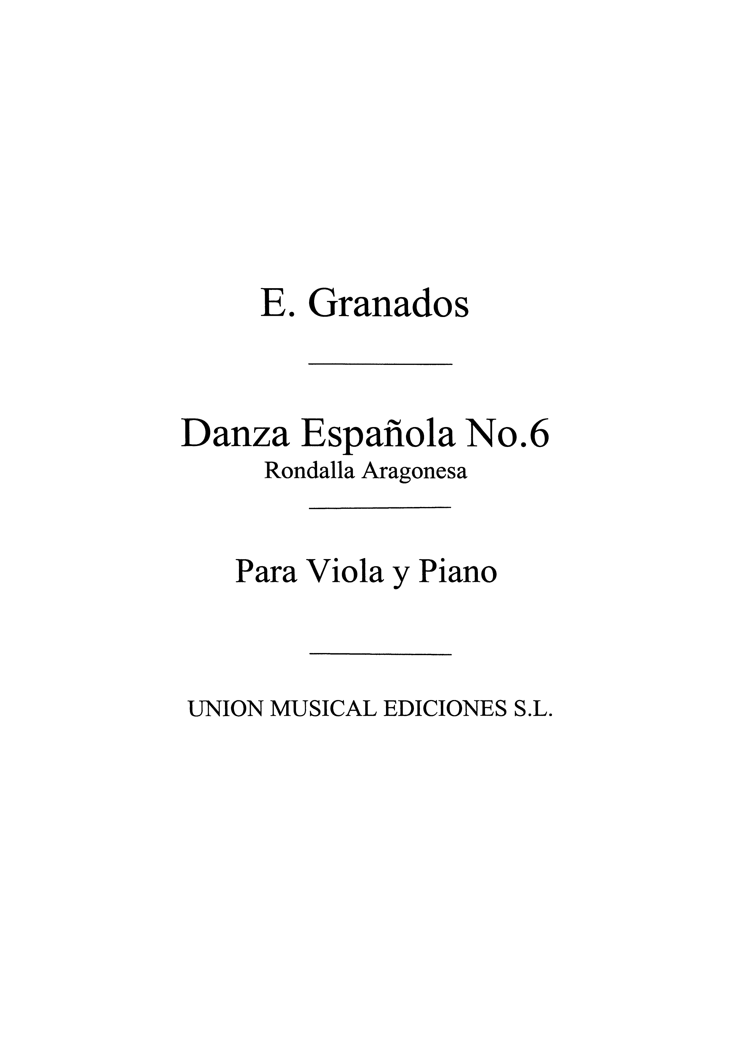 Granados: Danza Espanola No.6 Rondalla Aragonesa (Amaz) for Viola and Piano