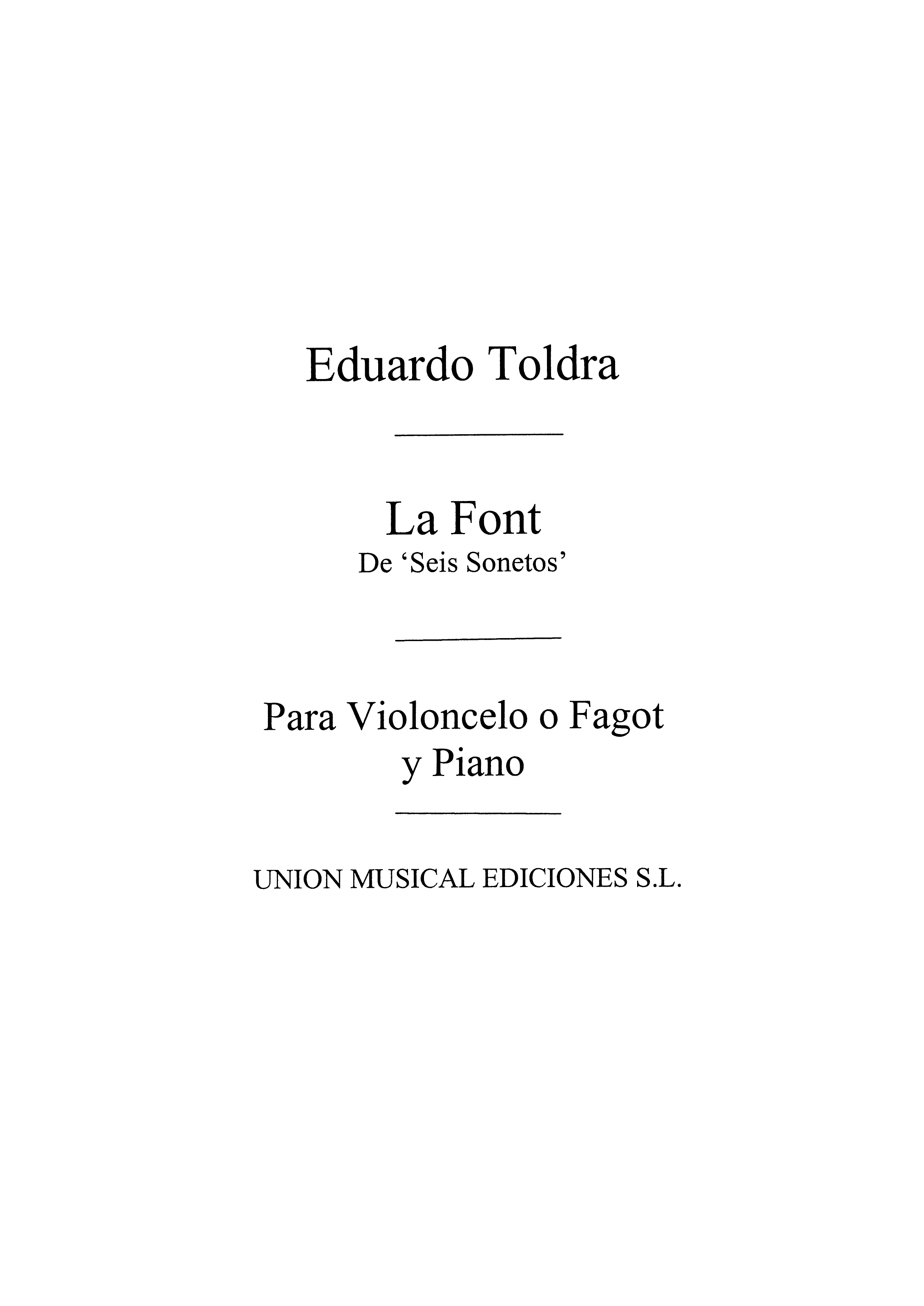 Toldra: La Font (Amaz) for Cello and Piano