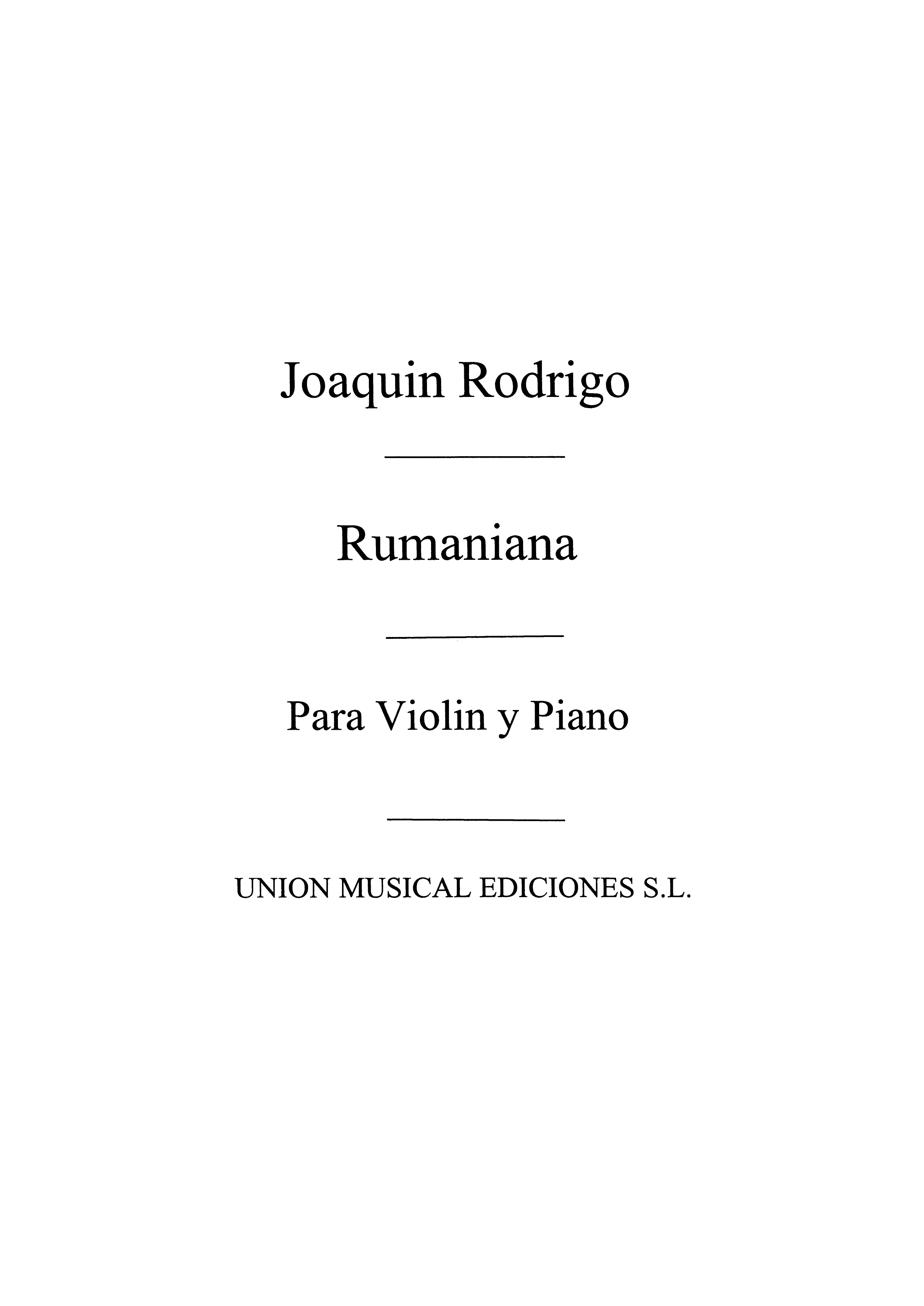 Rodrigo: Rumaniana Para Violin Y Piano