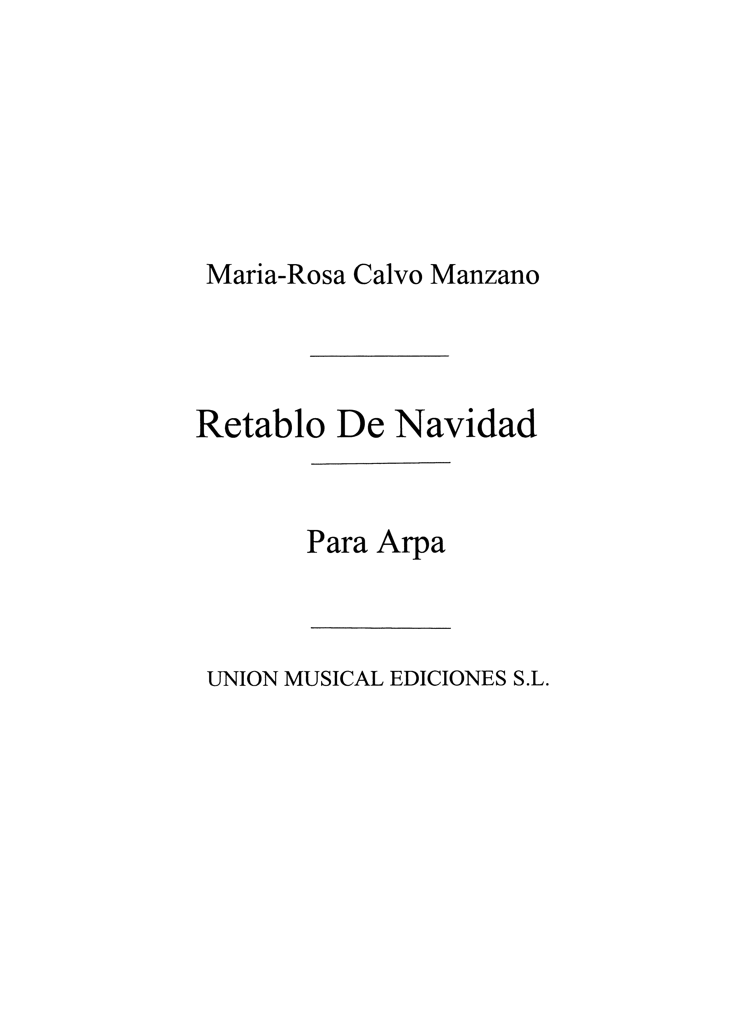 Calvo Manzano: Retablo De Navidad for Harp