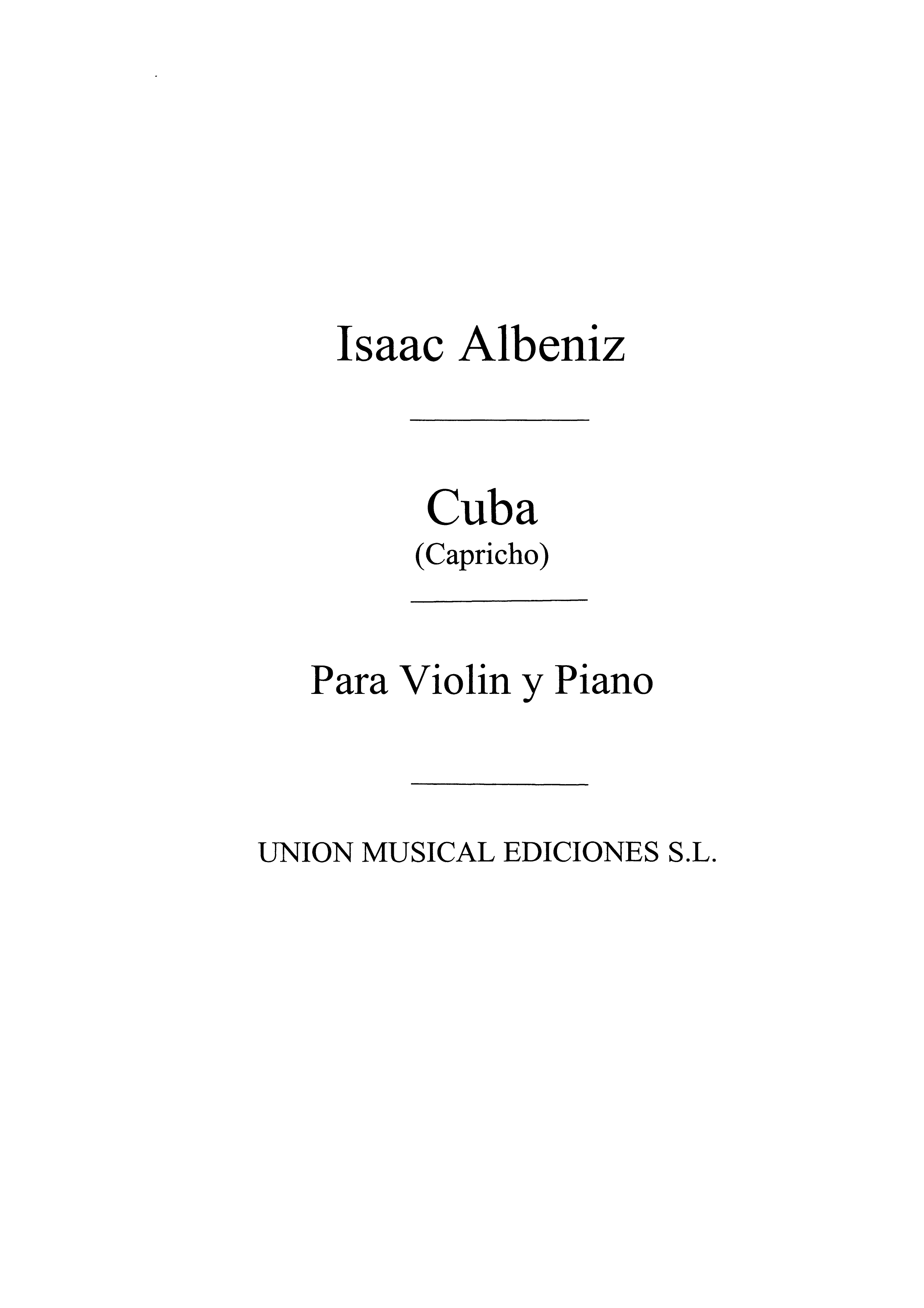 Albeniz: Cuba (Capricho) for Violin and Piano