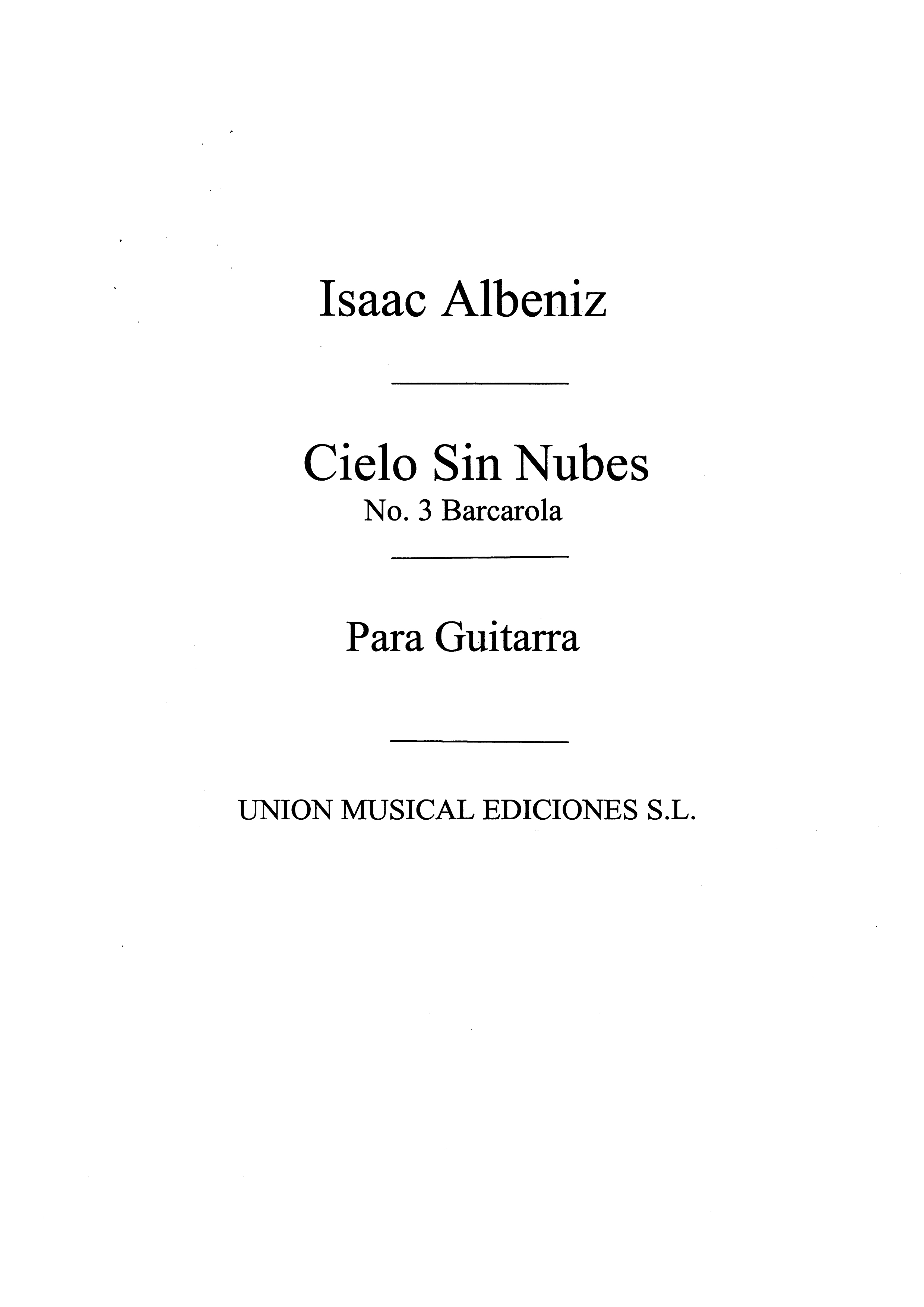 Albeniz: Cielo sin nubes (Garcia Fortea) for guitar