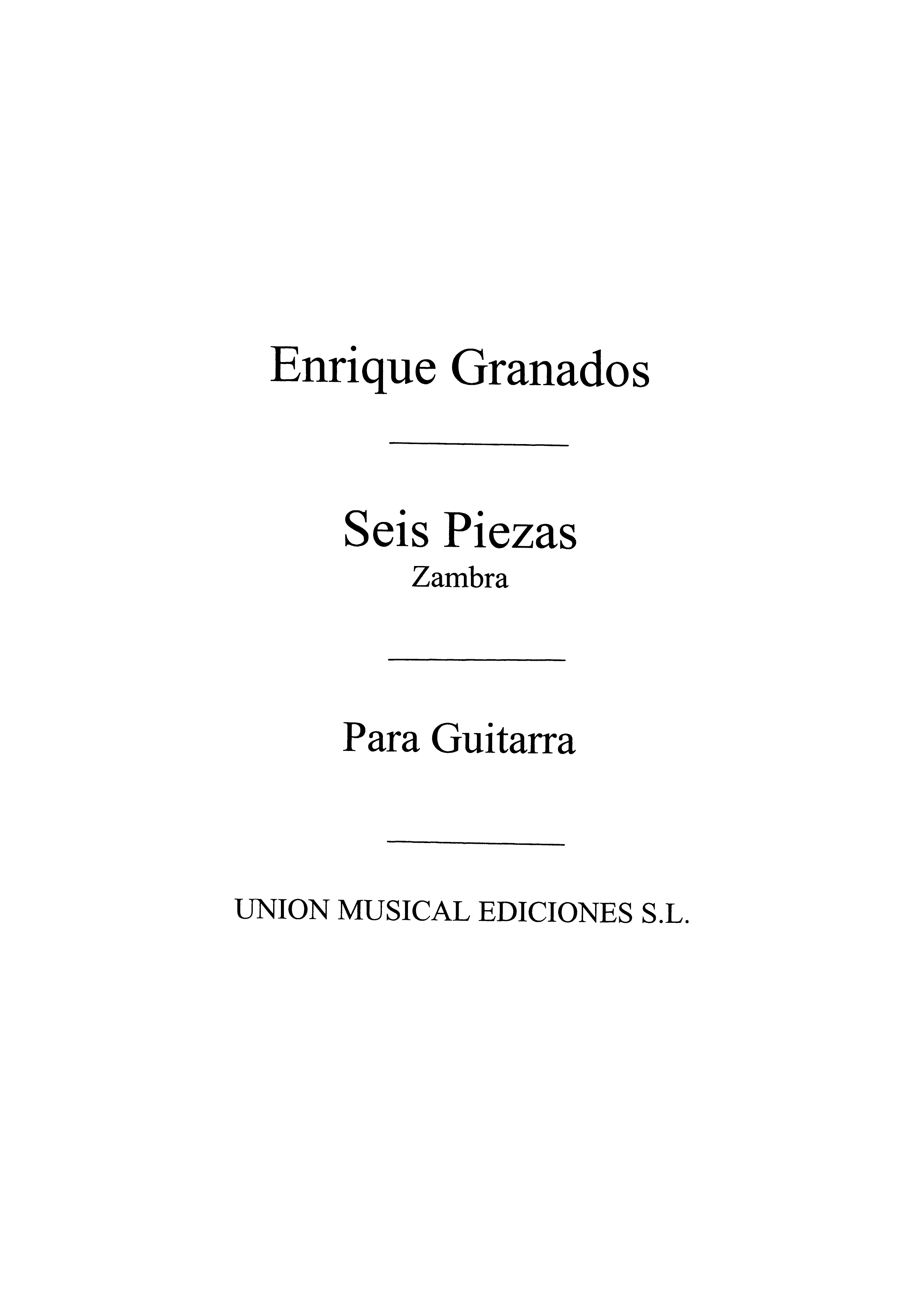 Granados: Zambra No.5 Ss Pzas Sobre Cantos Pplrs Esp for Guitar