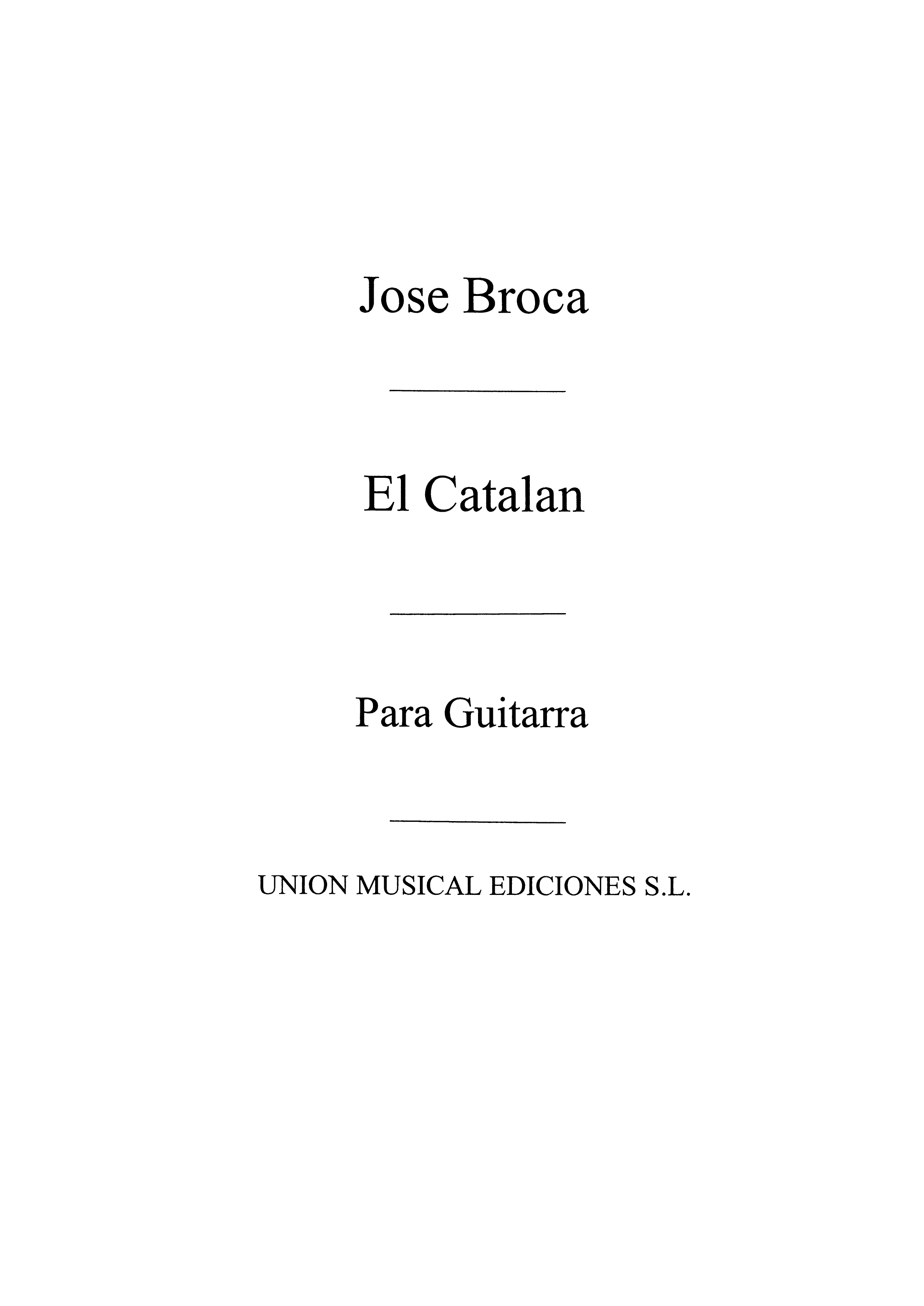 Broca: El Catalan, Vals (Balaguer) for Guitar