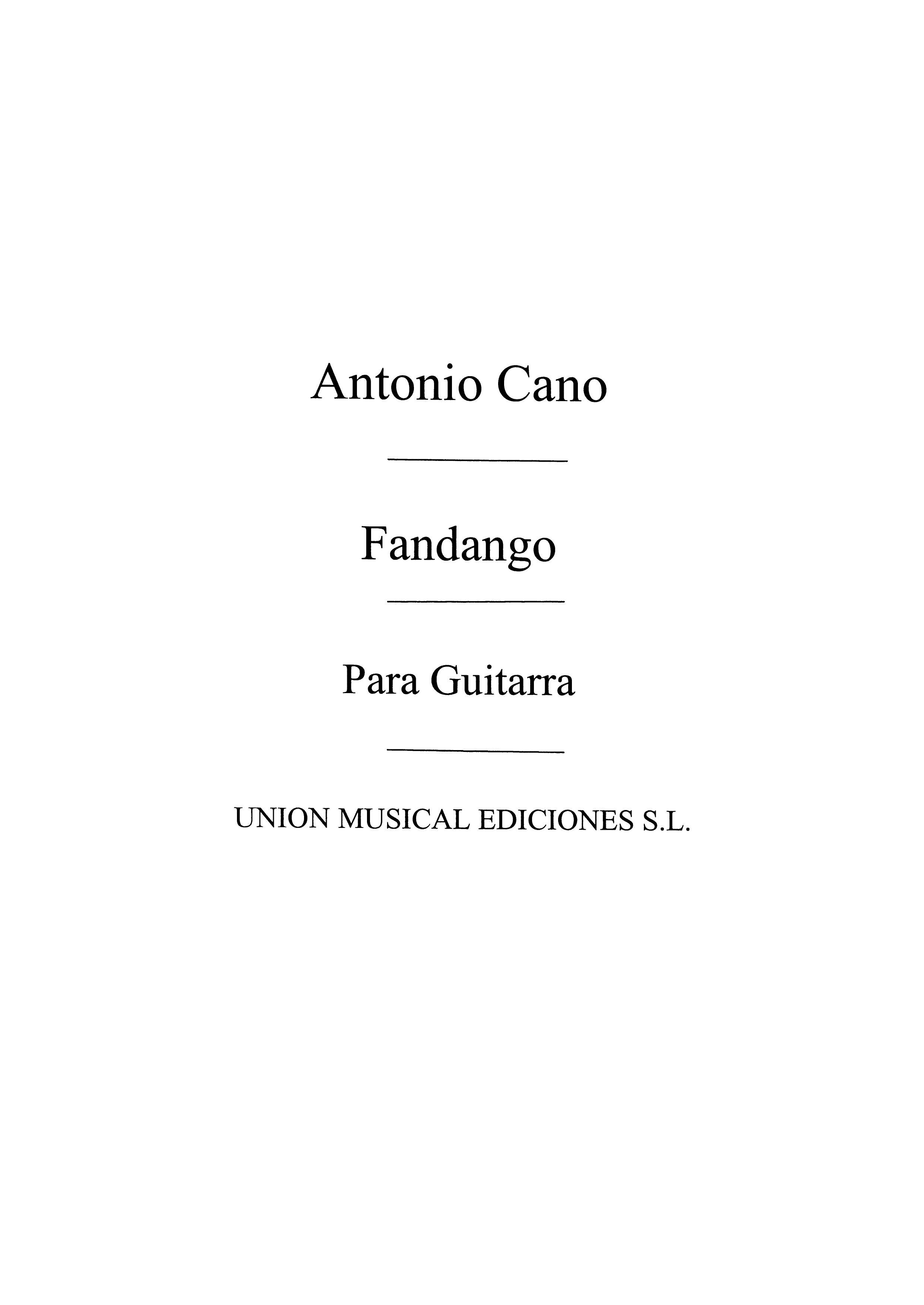 Cano: Fandango (Balaguer) for Guitar