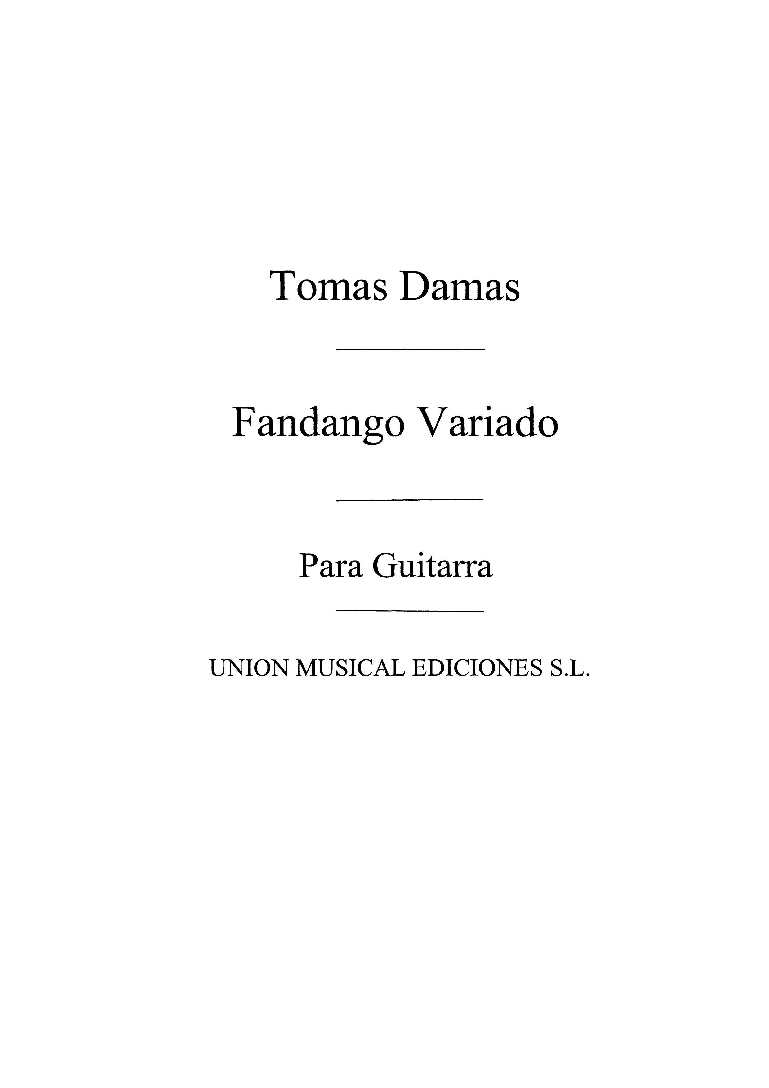 Damas: Fandango Variado for Guitar