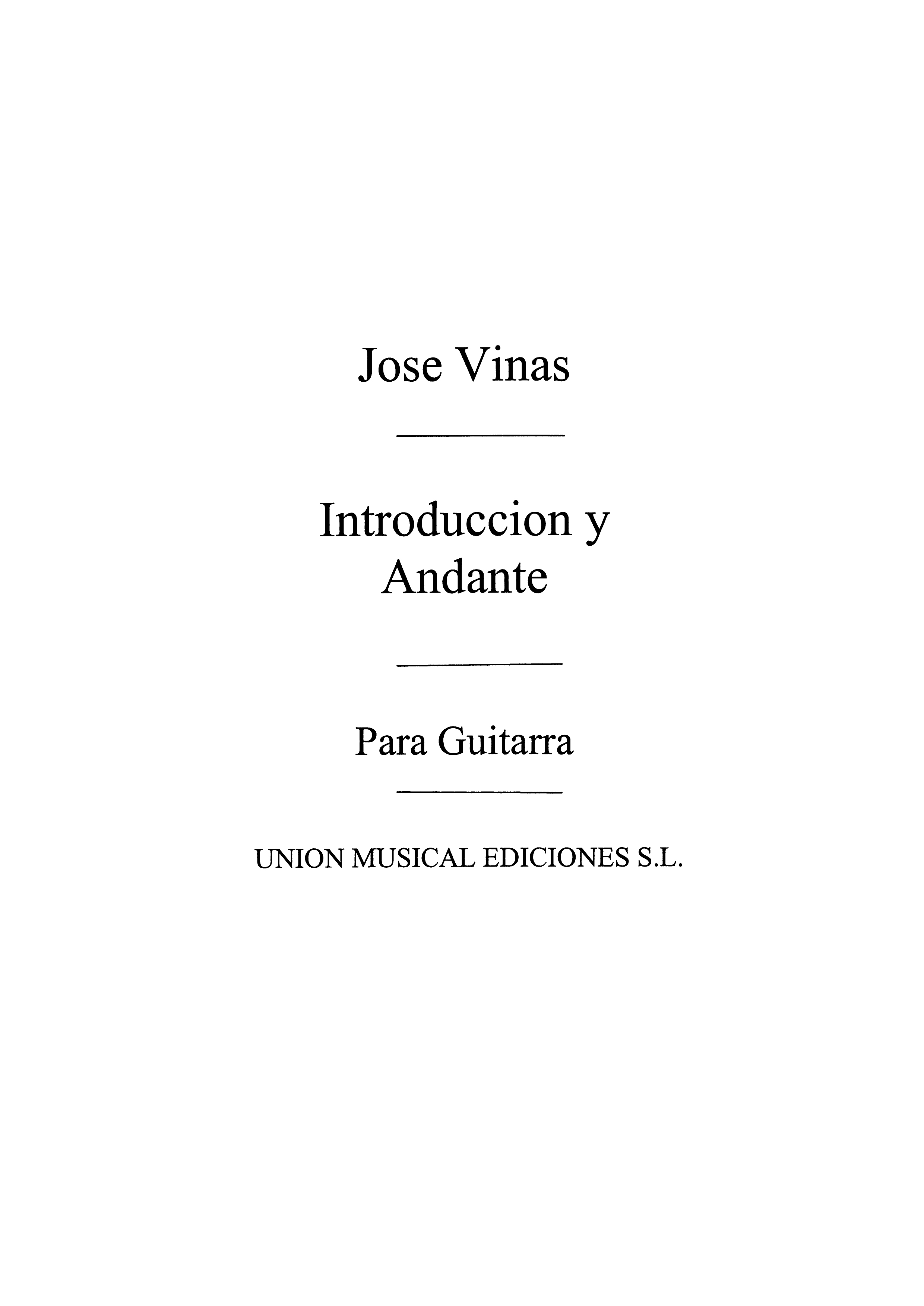 Vinas: Introduccion Y Andante (Balaguer) for Guitar