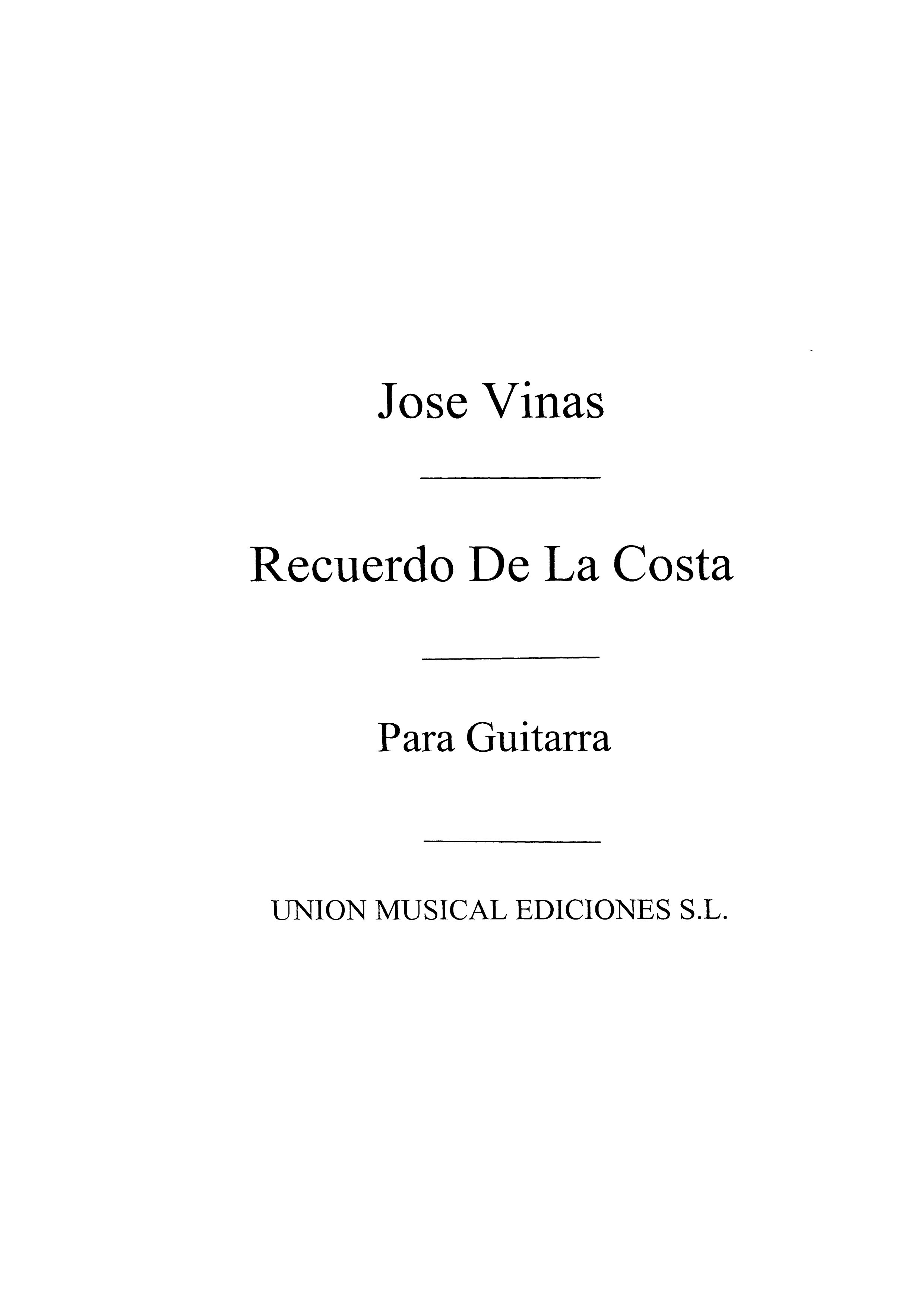 Vinas: Recuerdo De La Costa Pequena Romanza (Balaguer) for Guitar