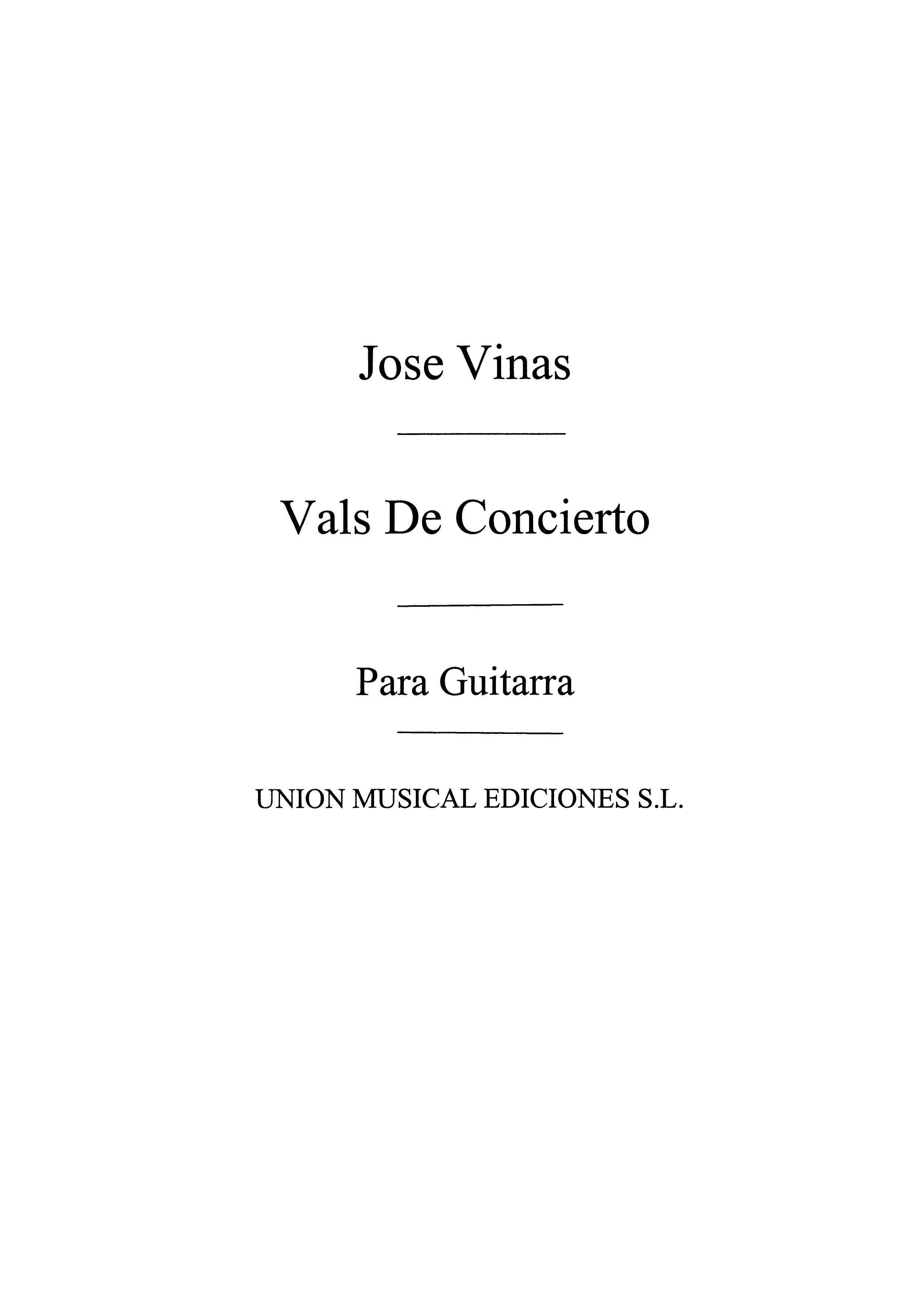 Vinas: Vals De Concierto (Balaguer) for Guitar