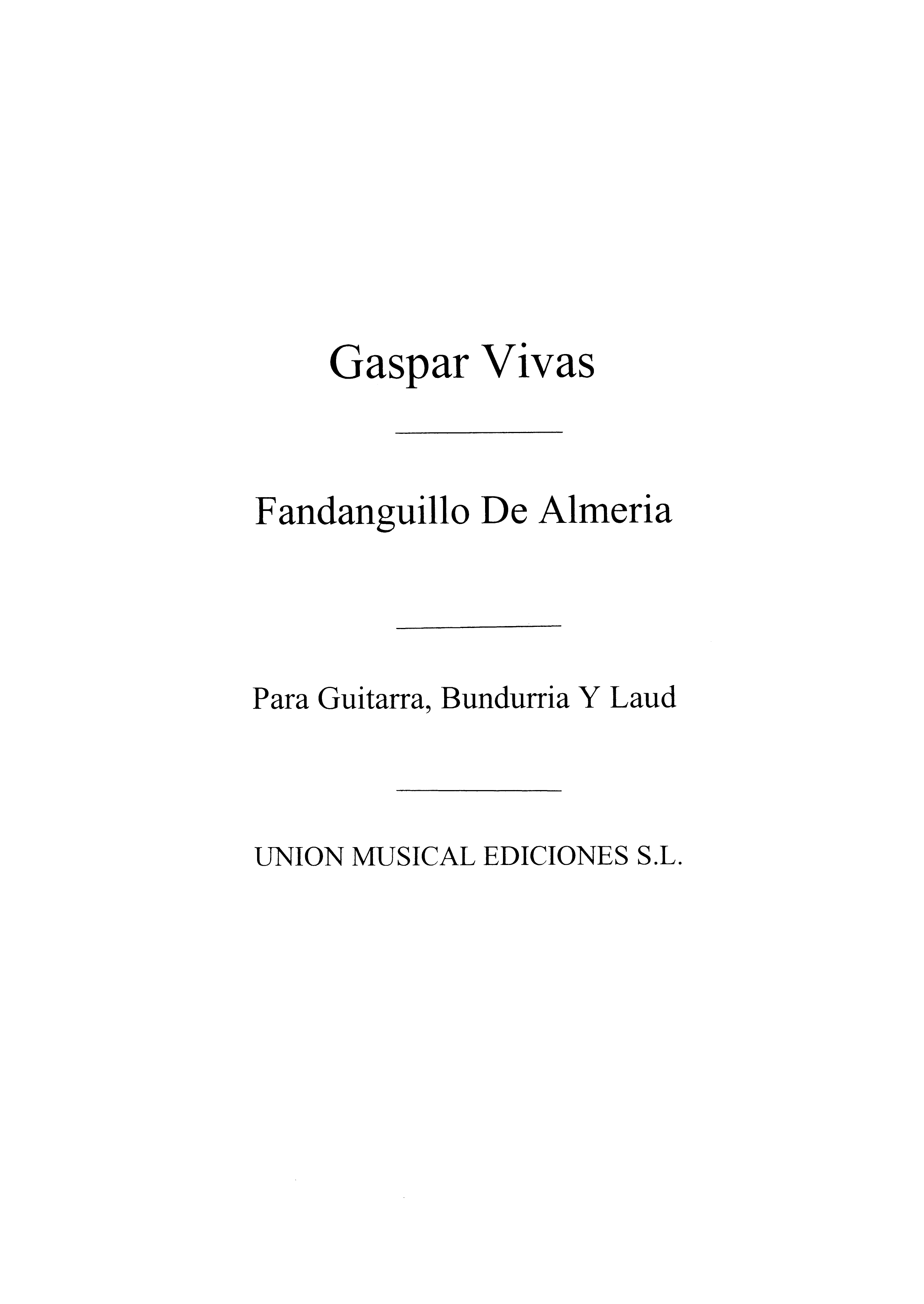 Vivas: Fandanguillo De Almeria (Collado) for Guitar