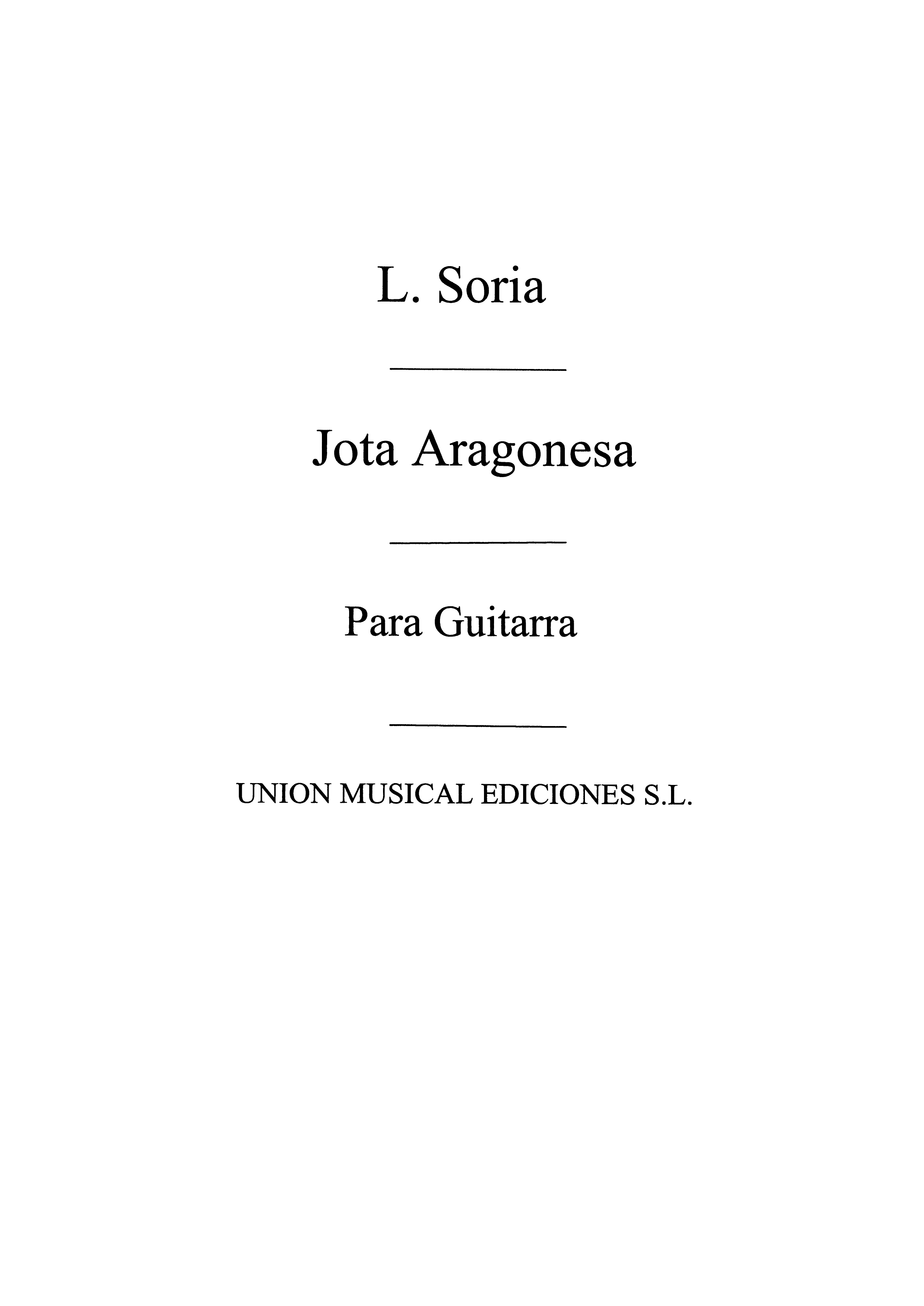 Soria: Jota Aragonesa for Guitar