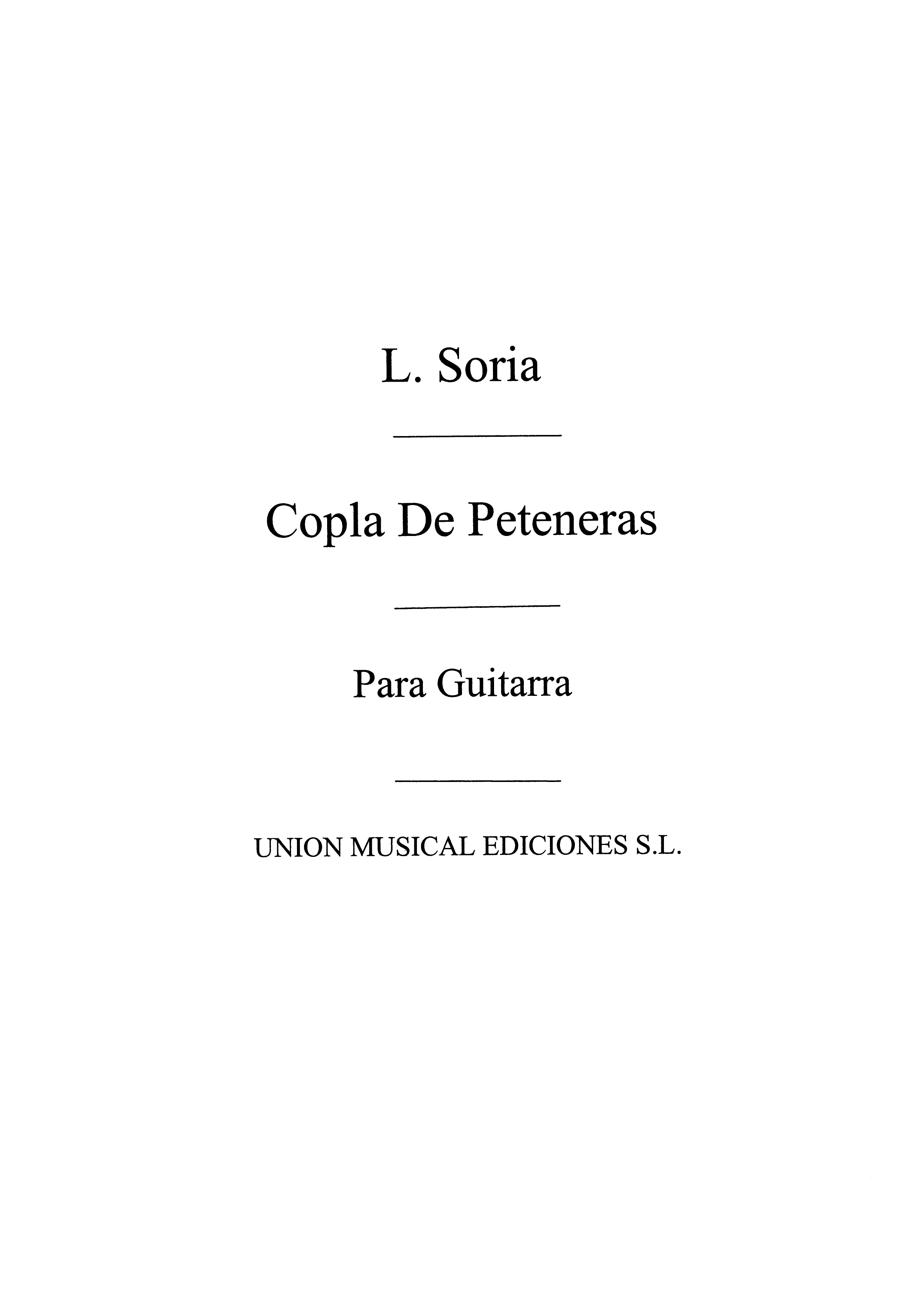 Soria: Copla De Peteneras for Guitar