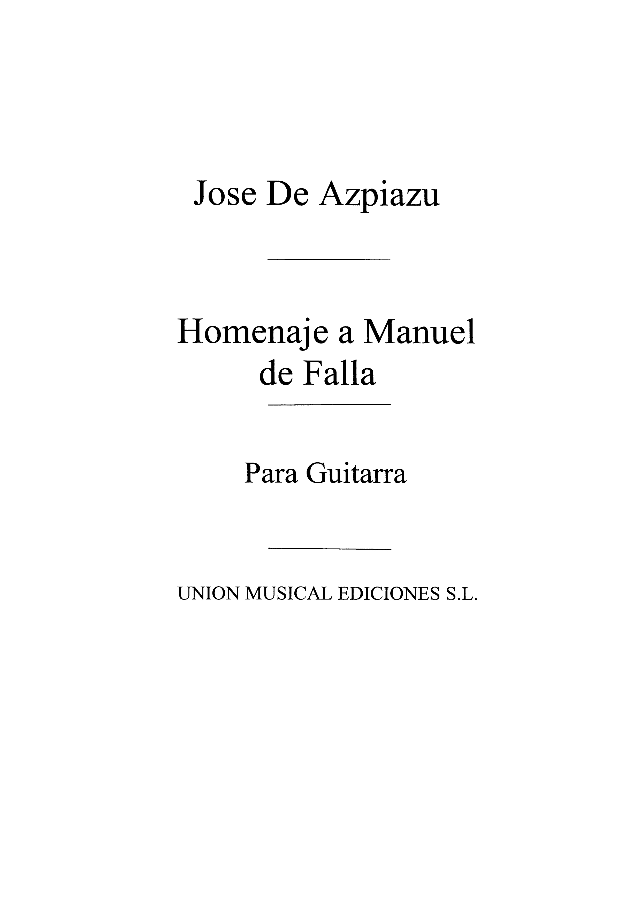 Azpiazu: Homenaje A Manuel De Falla for