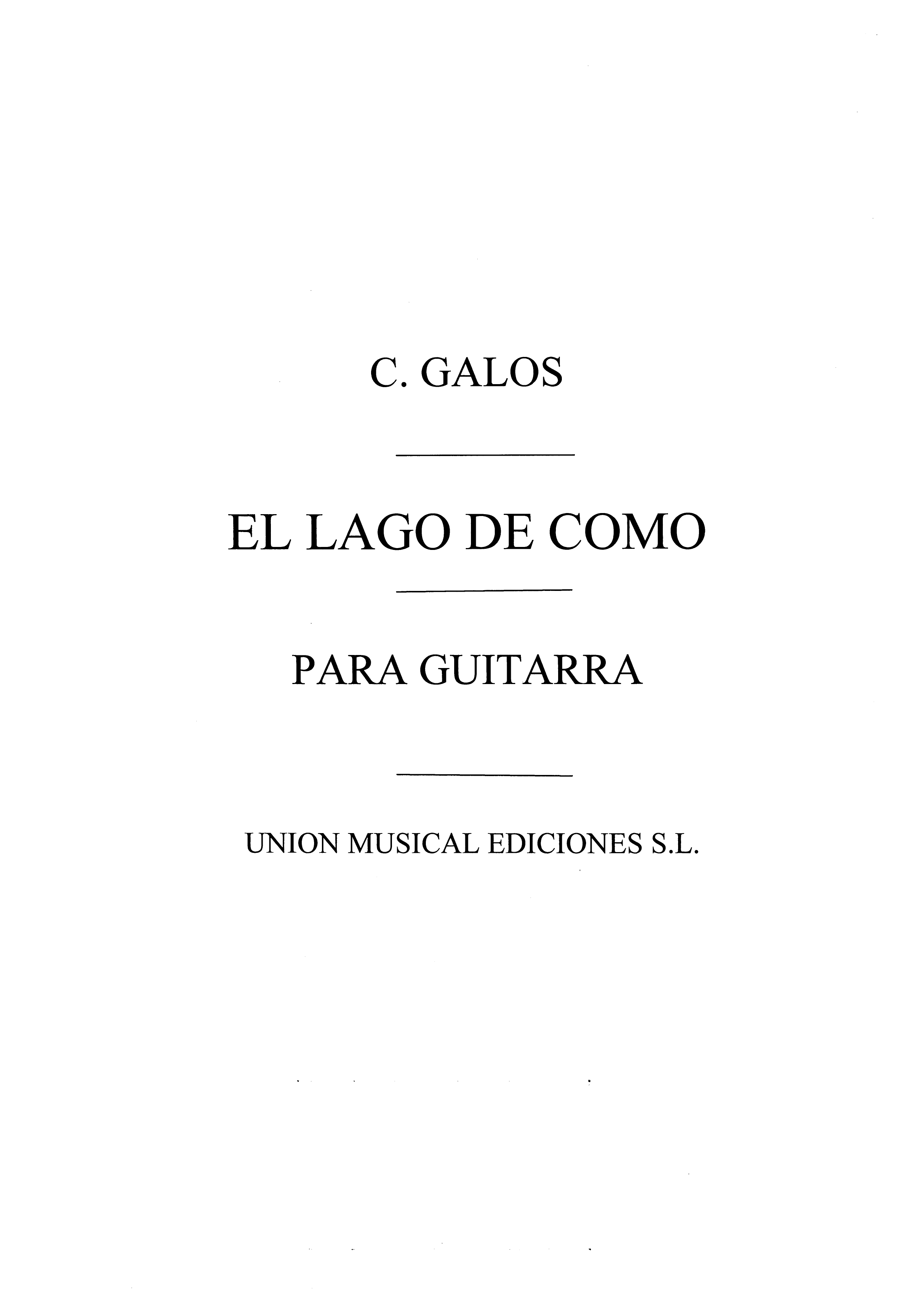 Galos: El Lago De Como Nocturno (Garcia Velasco) for Guitar