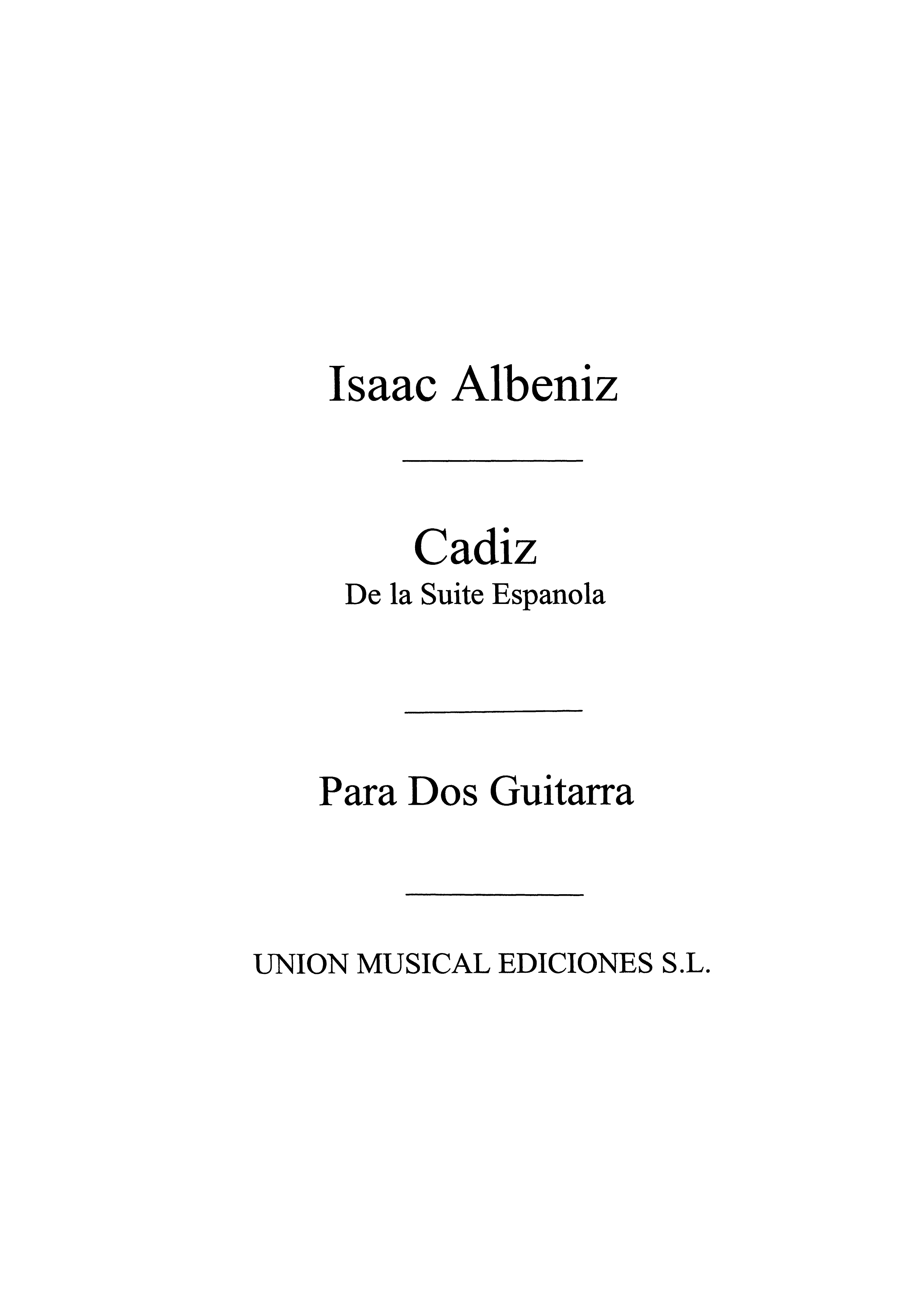 Albeniz: Cadiz Serenata (Tarrago) for 2 Guitars