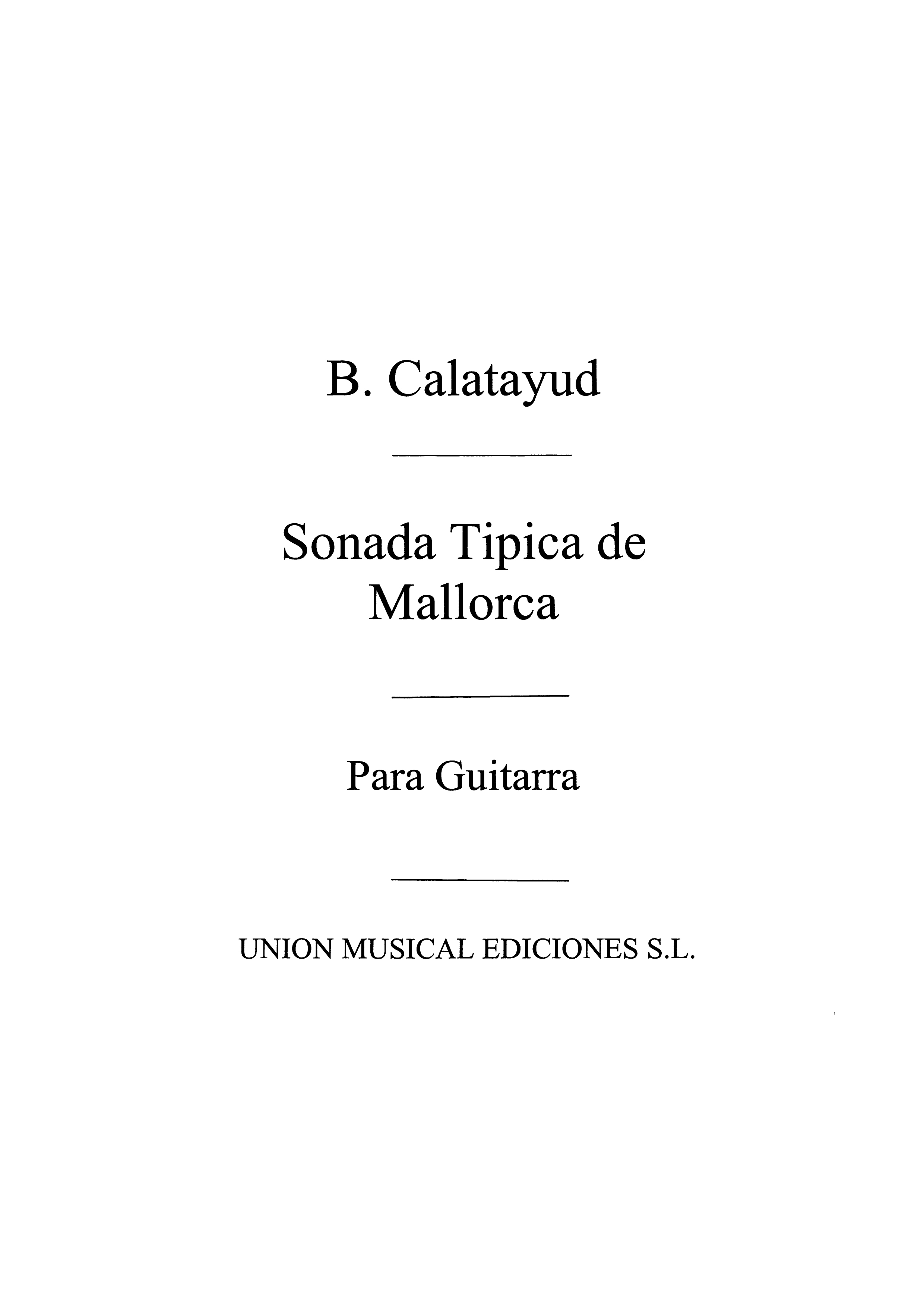 Calatayud: Sonada Tipica De Mallorca for Guitar