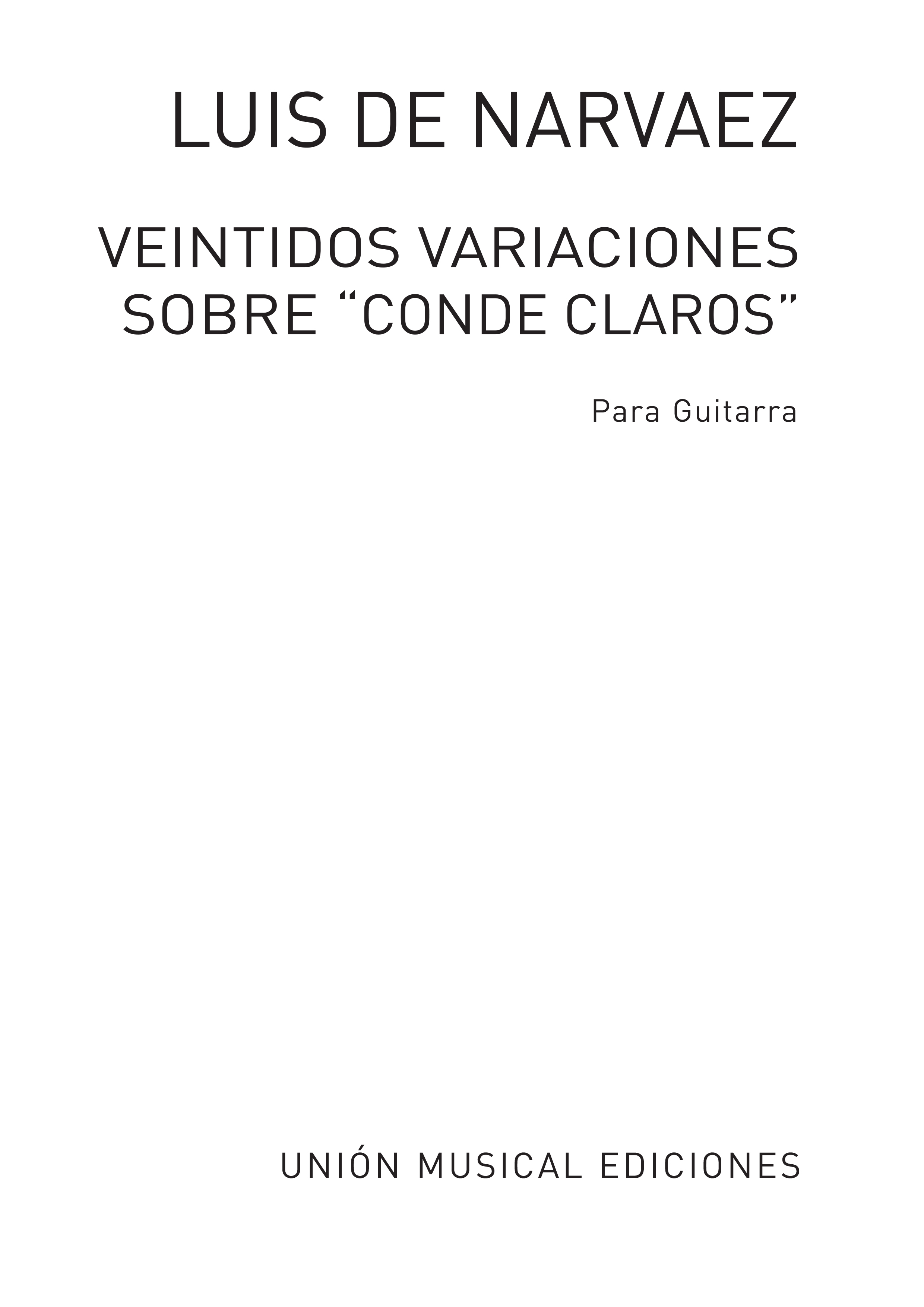 Narvaez: Veintidos Variaciones Sobre Conde Claros (Tarrago) for Guitar