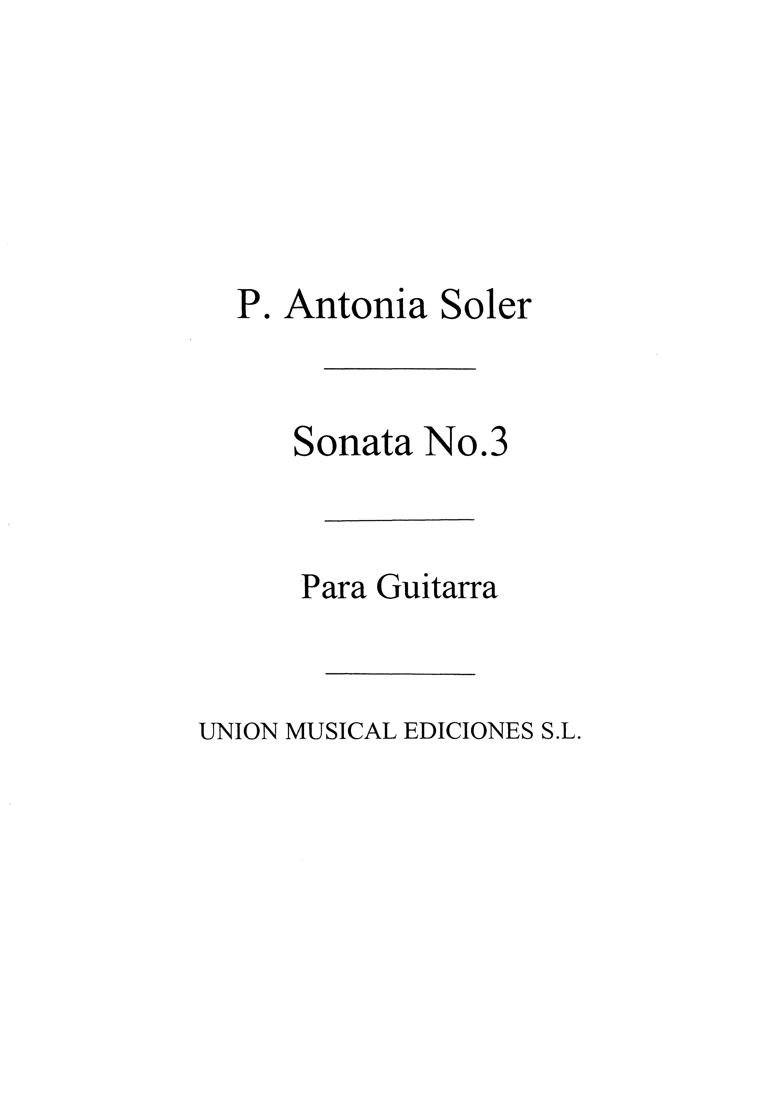 Soler: Sonata No.3 (Garcia Velasco) for Guitar