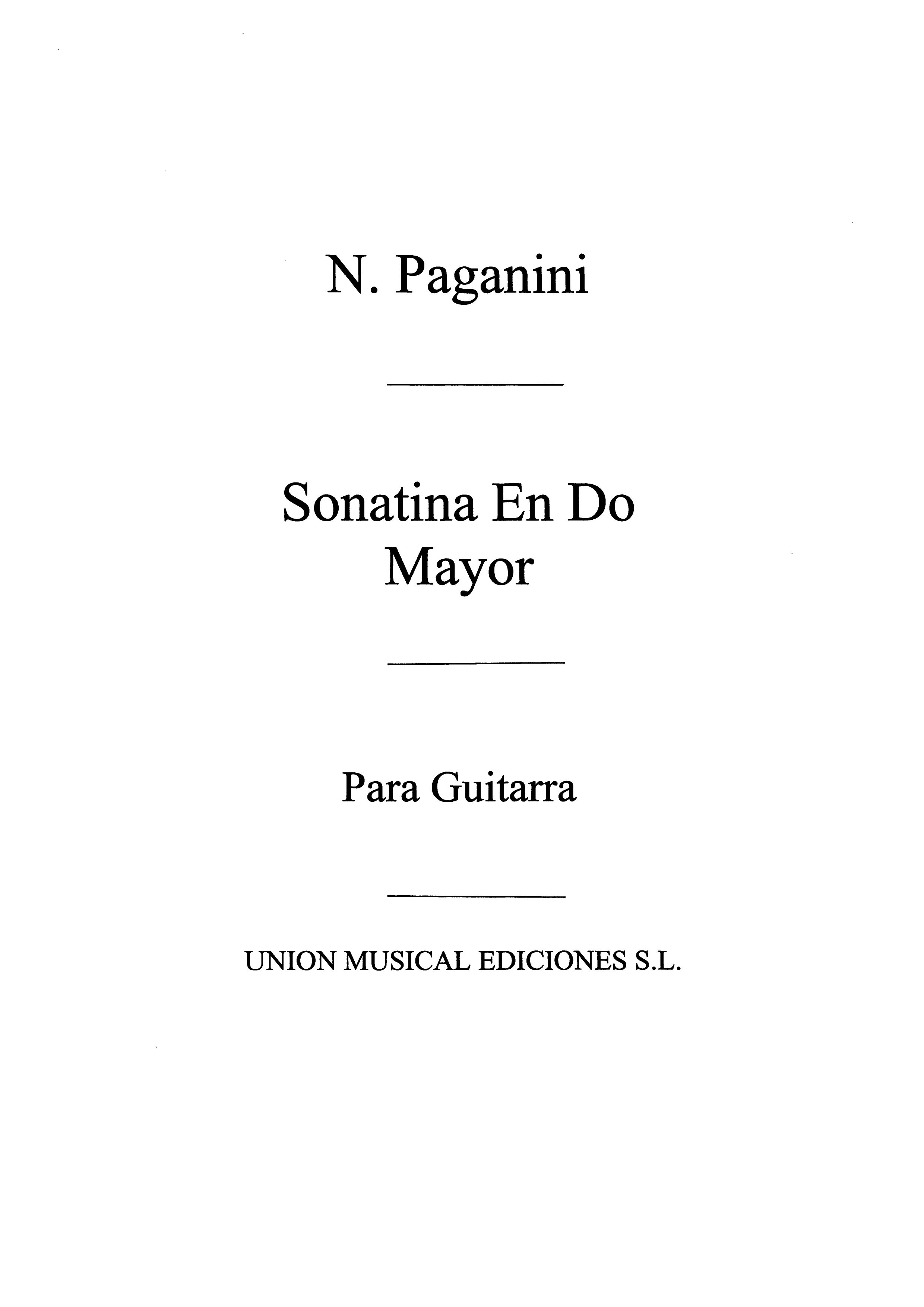 Niccolo Paganini: Sonatina In C Major For Guitar