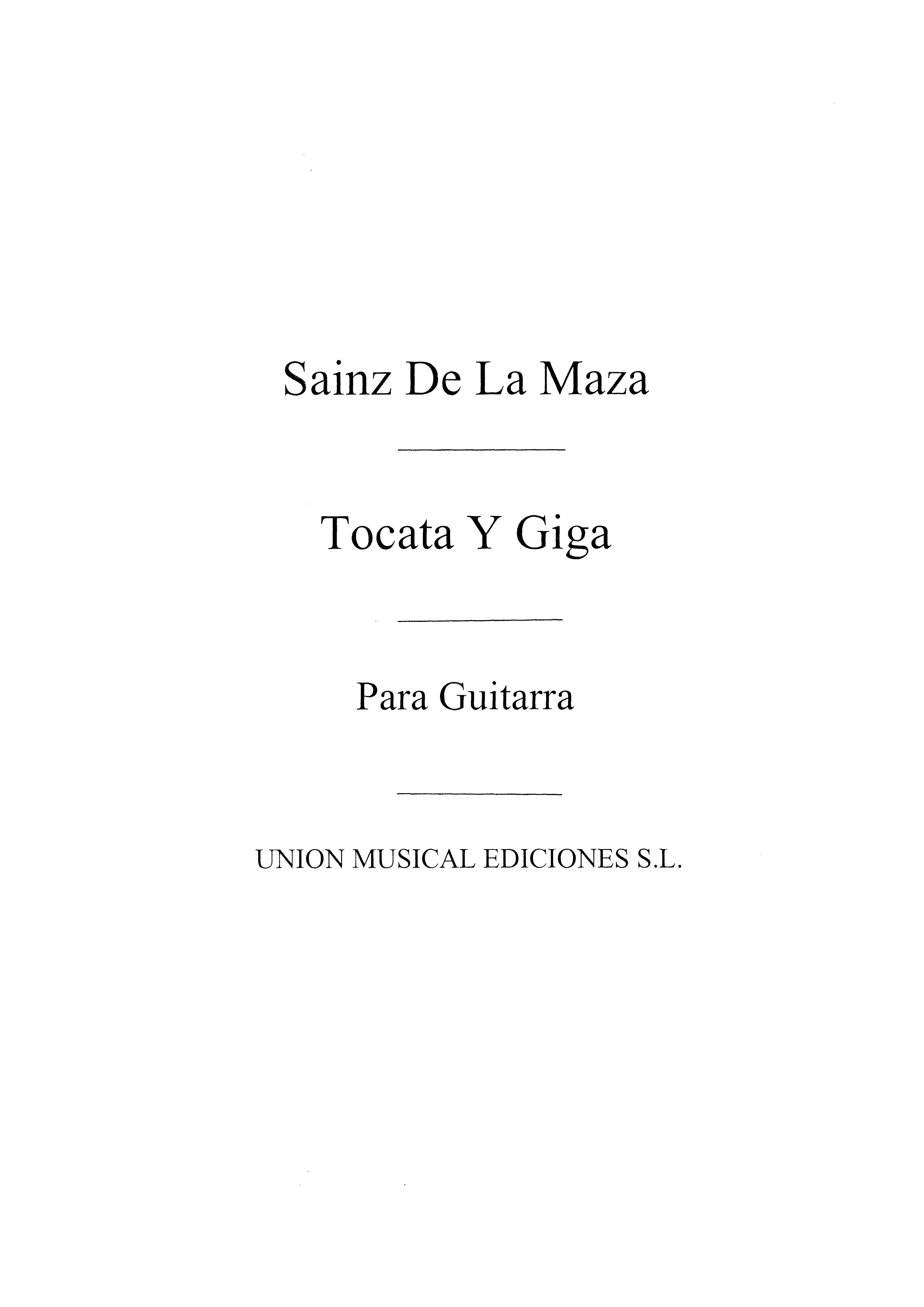 Weiss: Tocata Y Giga (R Sainz De La Maza)