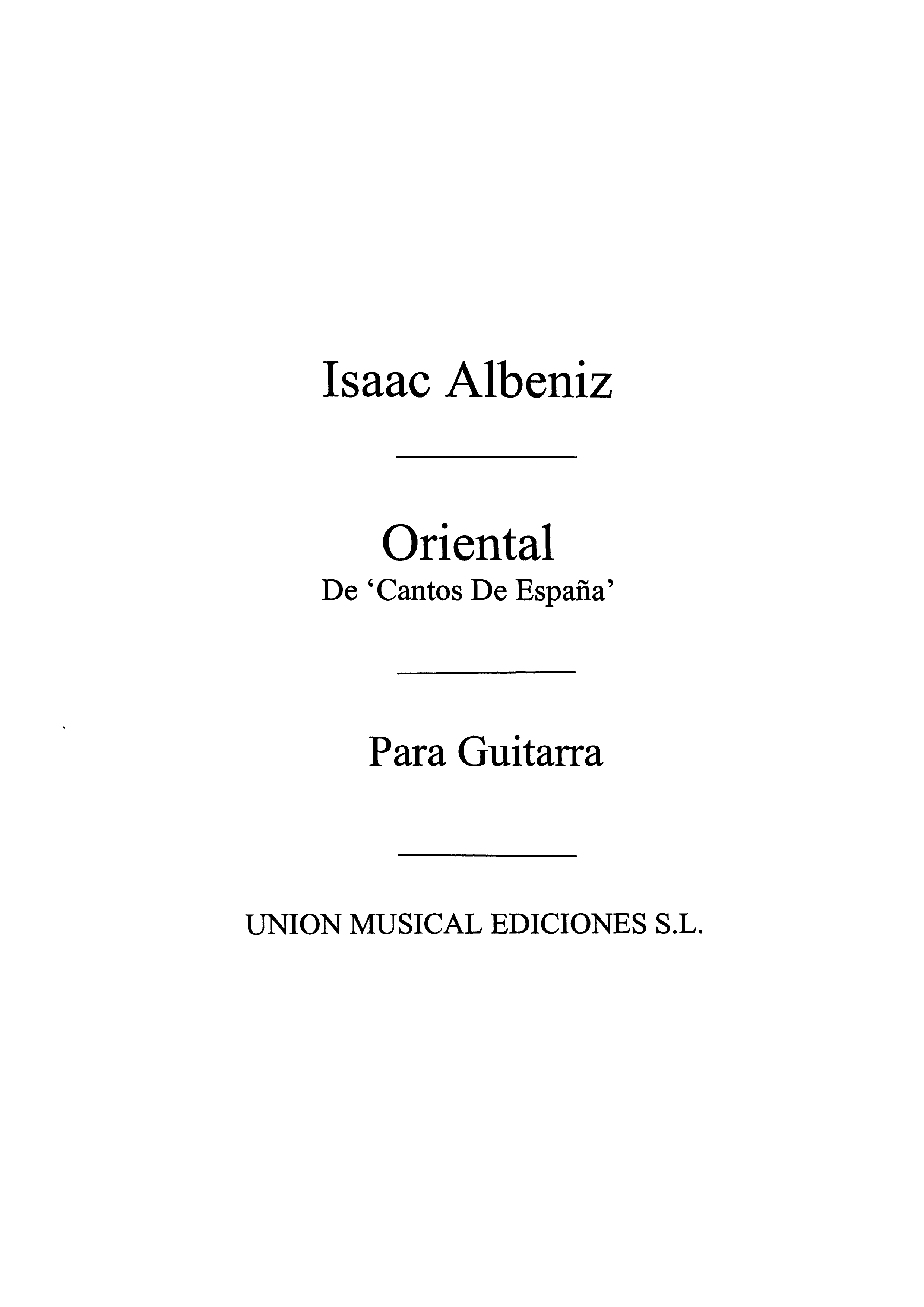 Albeniz: Oriental from Espana (Llobet) for Guitar