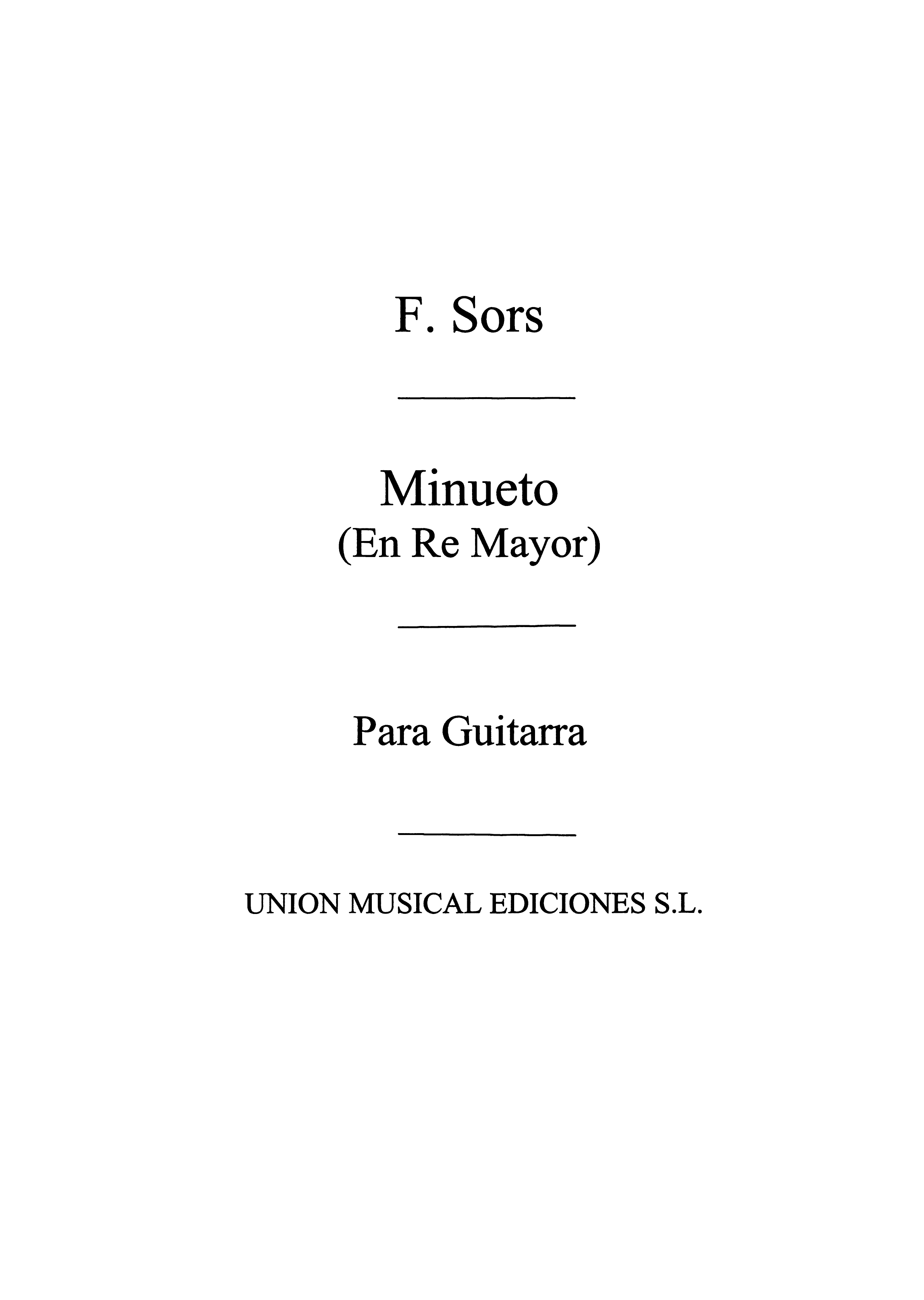 Sors: Minueto En Re Mayor Op.11 No.5 (Llobet) for Guitar